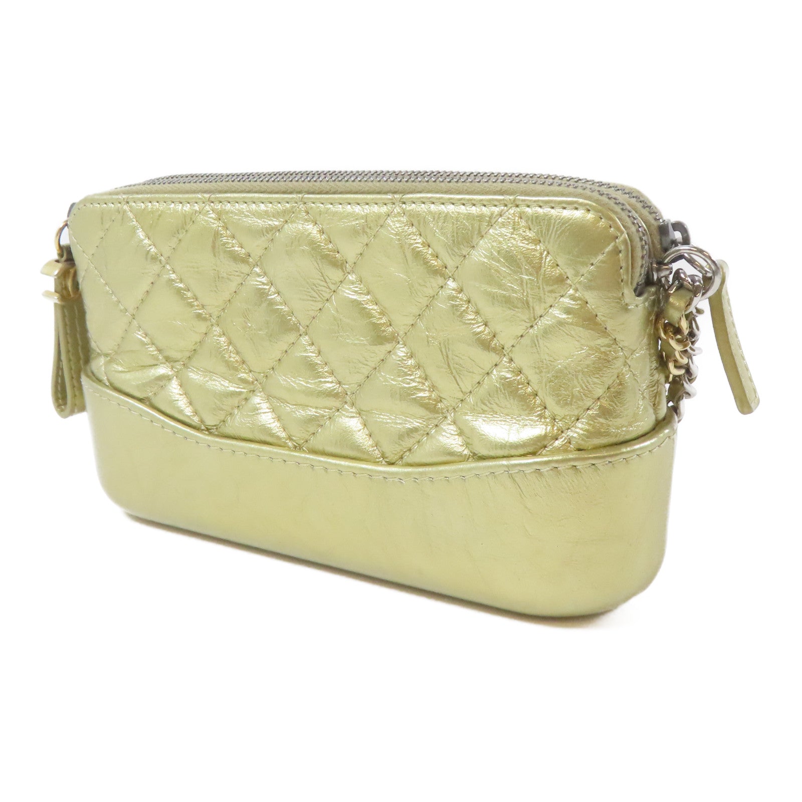 CHANEL 【激減優惠】菱格Gabrielle Clutch With Chain金/銀扣鏈帶肩背袋金色
