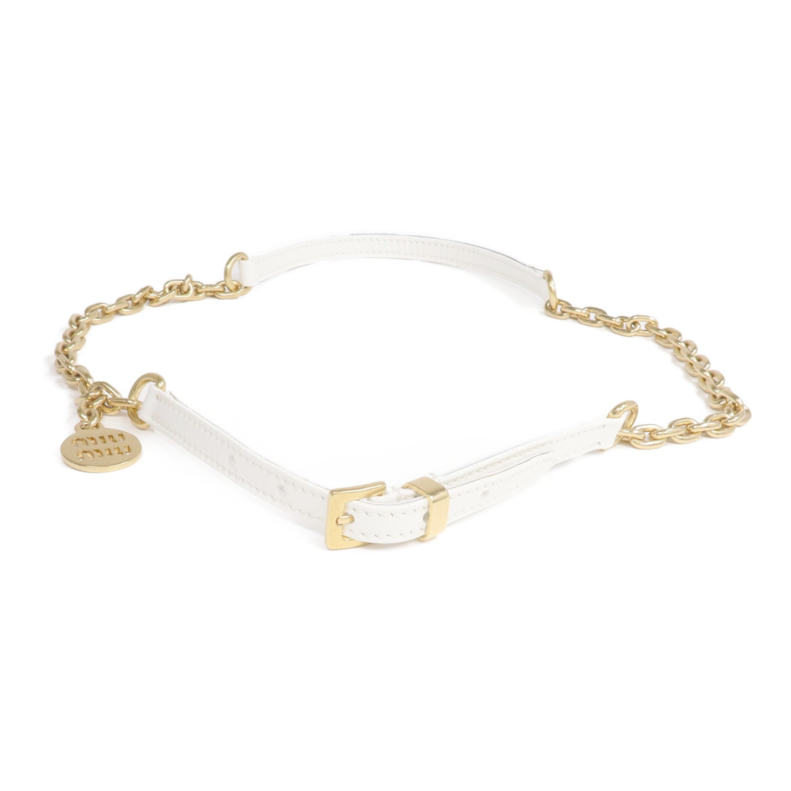 Miu Miu 牛皮皮革Belt金扣皮帶