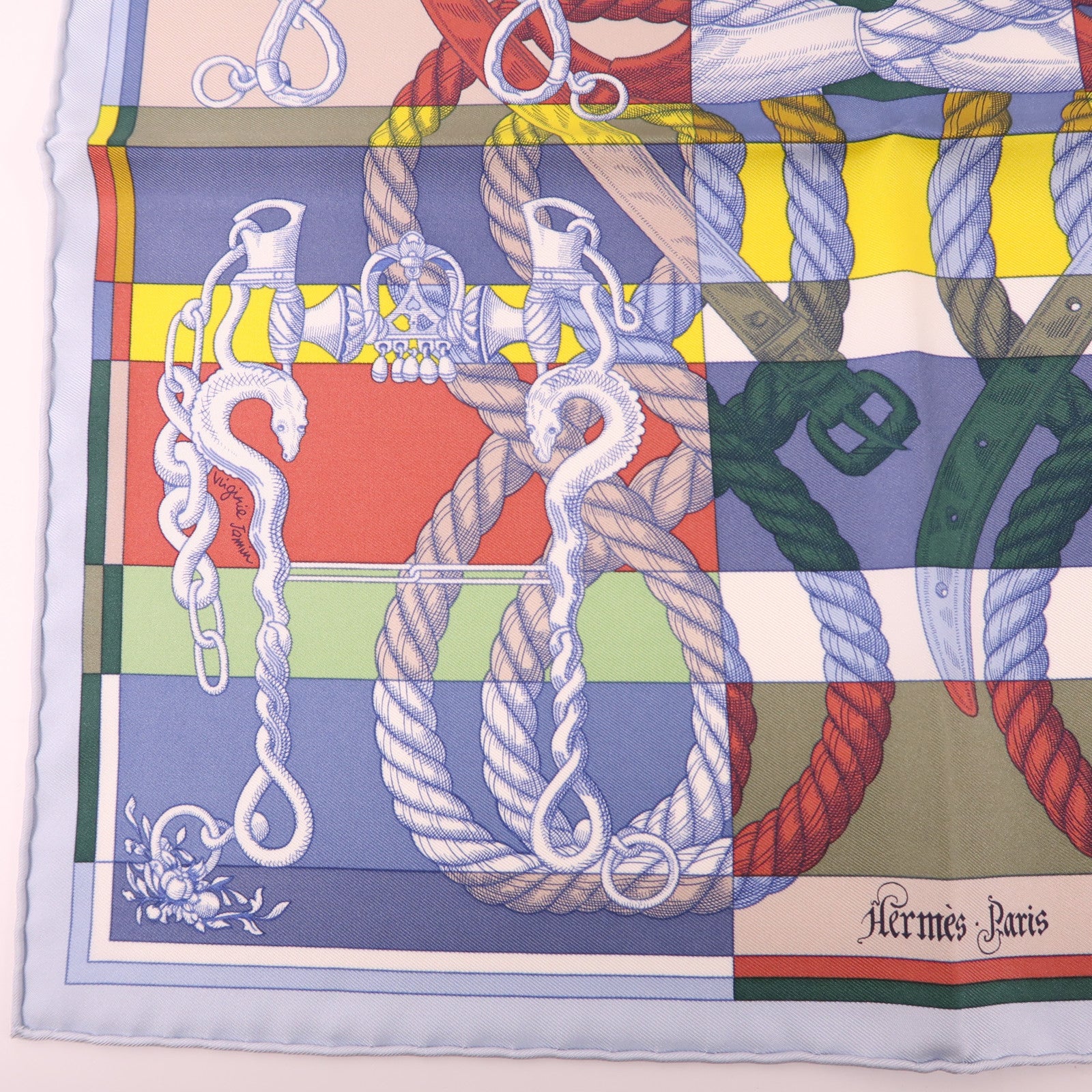 HERMES Scarf 40x40 Silk Multicolor