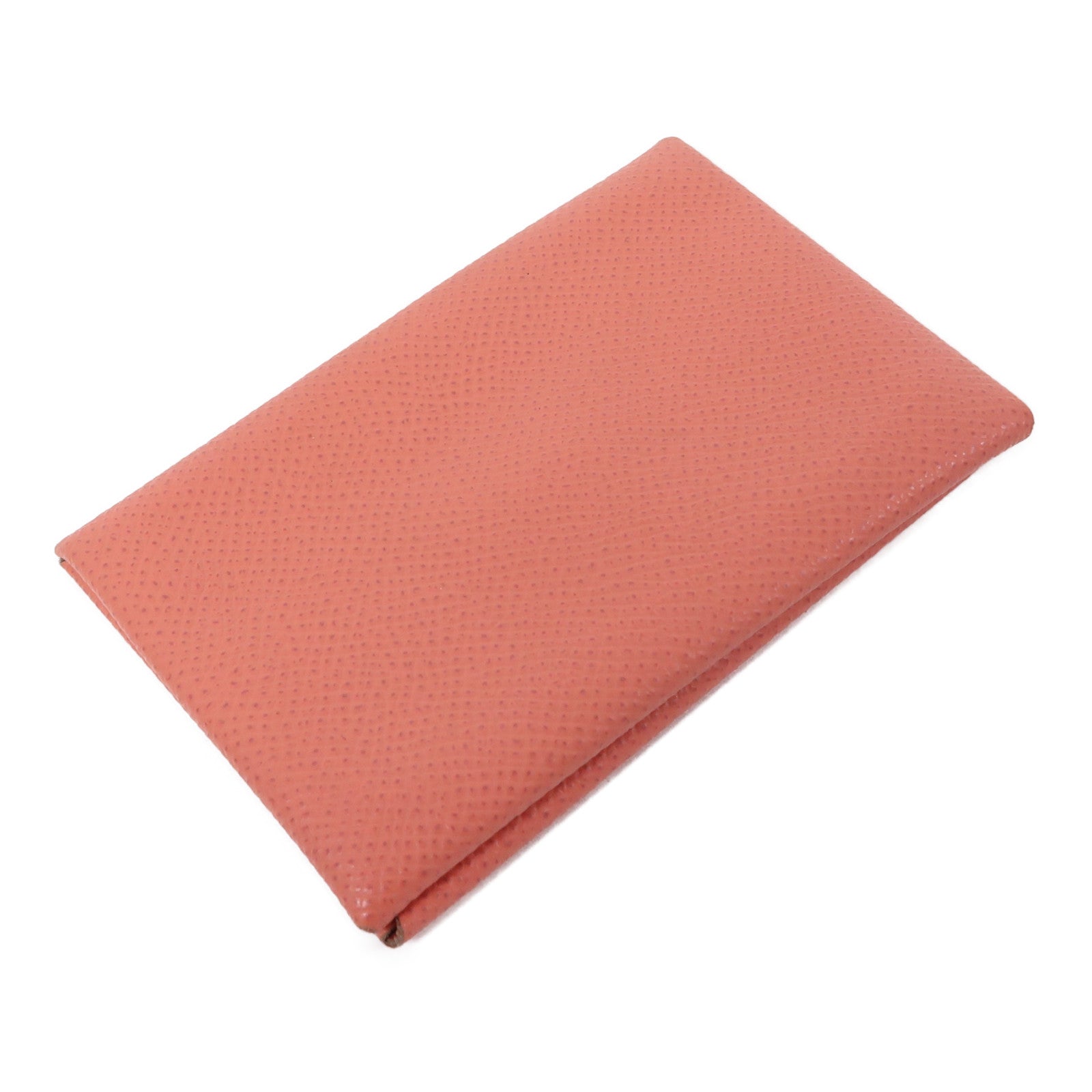 HERMES Epsom皮革Calvi Card Holder銀扣卡片套粉紅色