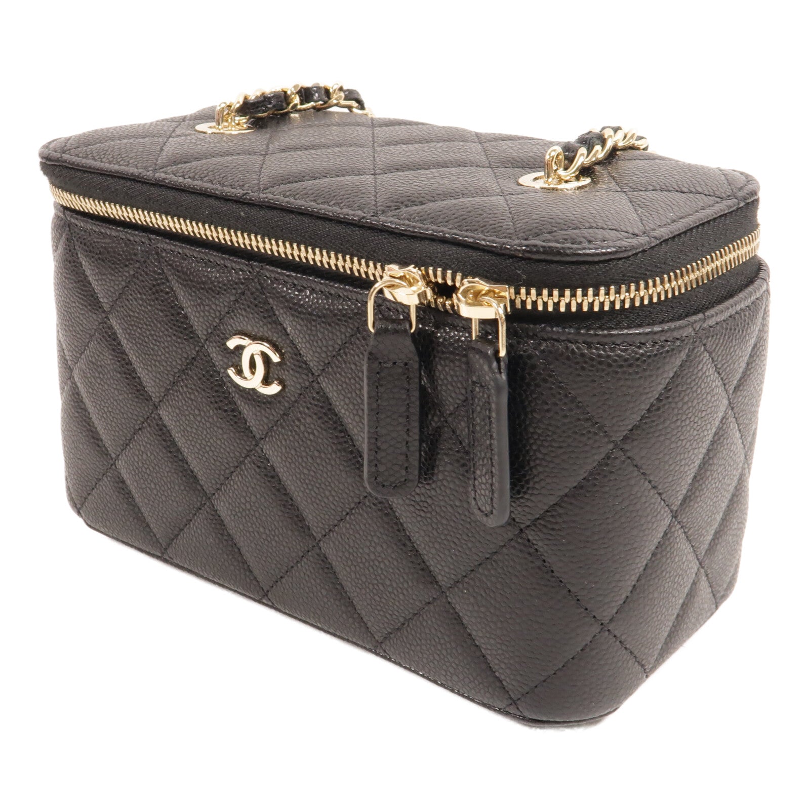 CHANEL 牛皮皮革Vanity Case鏈帶肩背袋