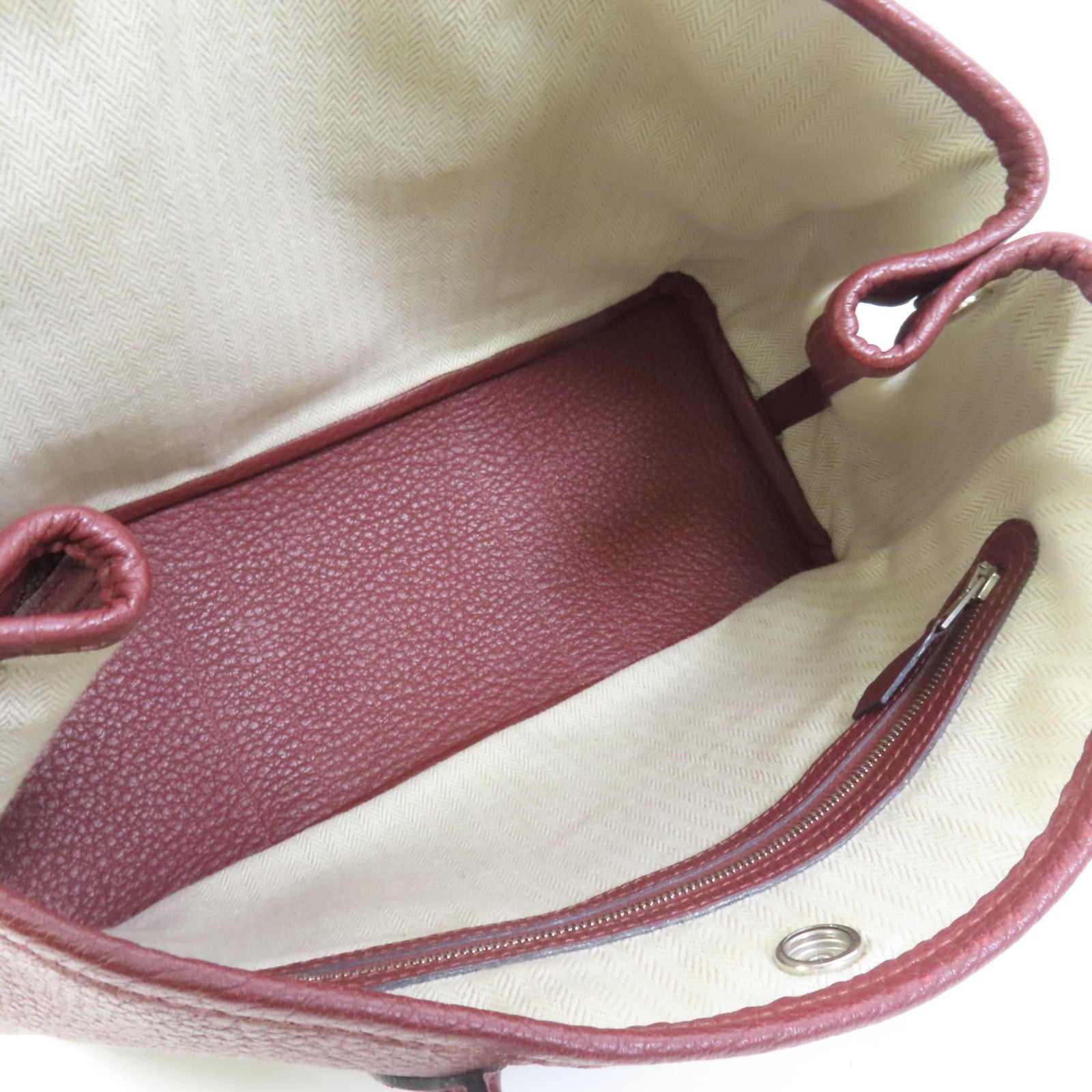 HERMES Negonda皮革Garder Party TPM銀扣手挽袋Rouge H