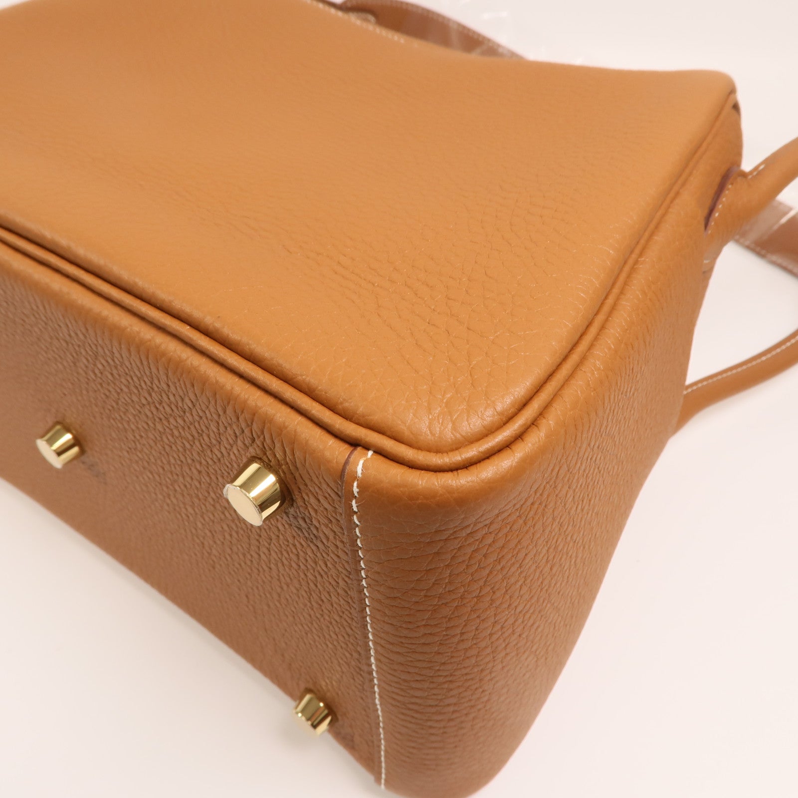 HERMES Clemence皮革Lindy 26金扣手挽肩背兩用袋Gold