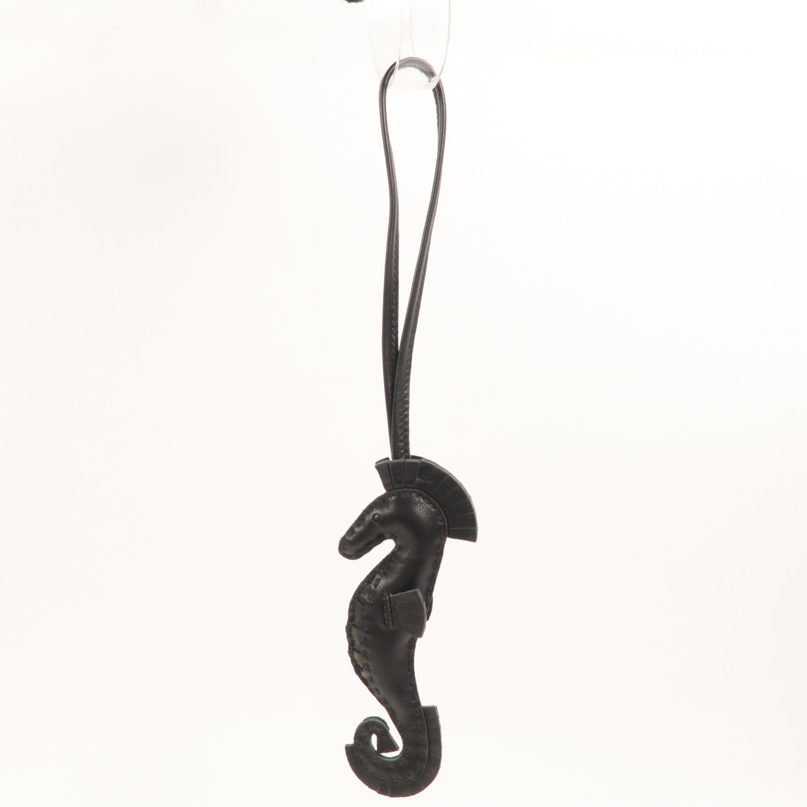 HERMES Milo皮革Hippo Seahorse Charm掛飾Noir