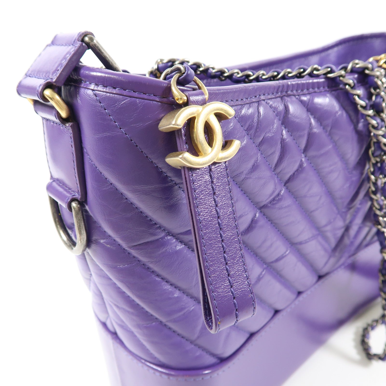 CHANEL 羊皮皮革Gabrielle Large金扣/銀扣鏈帶肩背袋