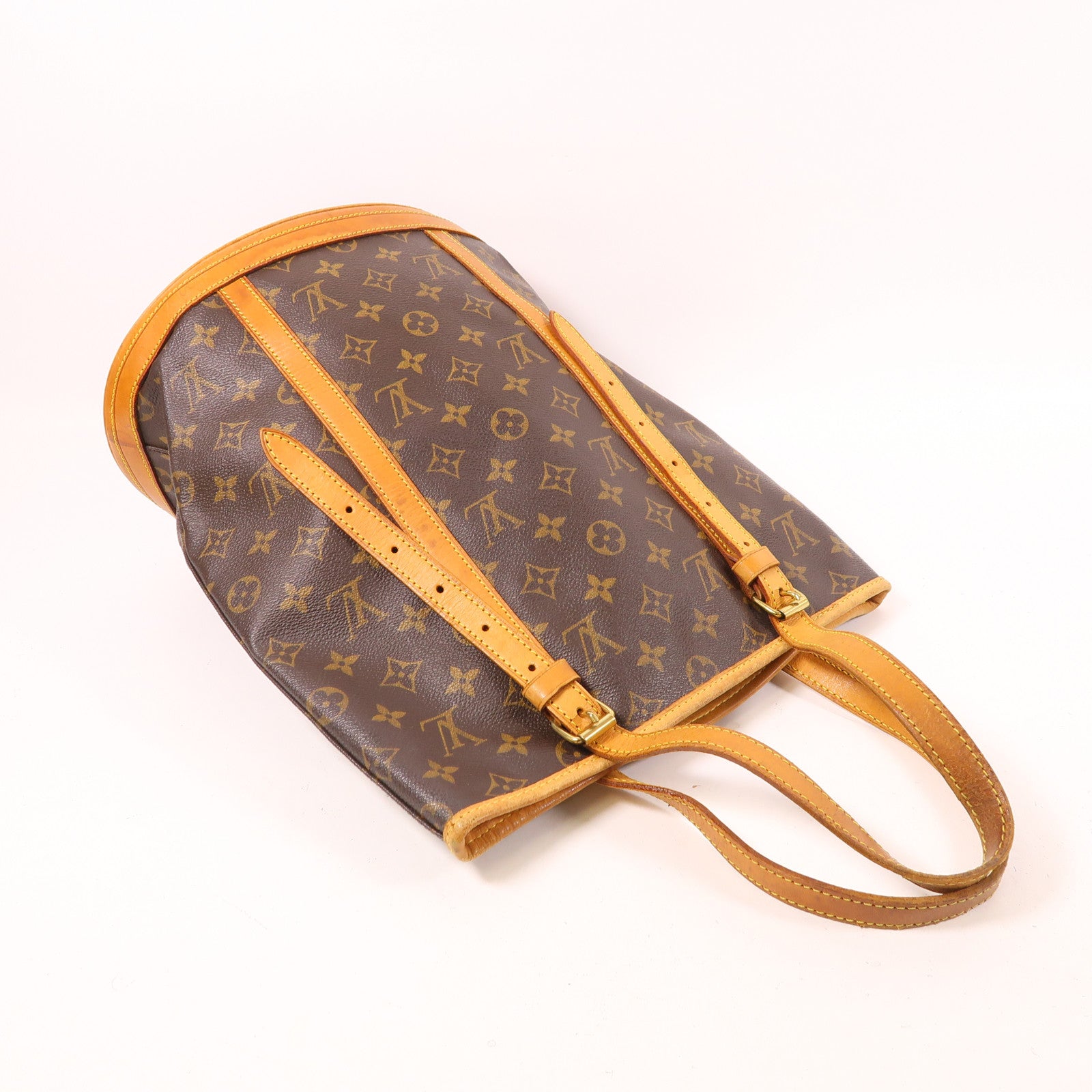 LOUIS VUITTON 【激減優惠】Monogram Bucket GM金扣手挽袋棕色