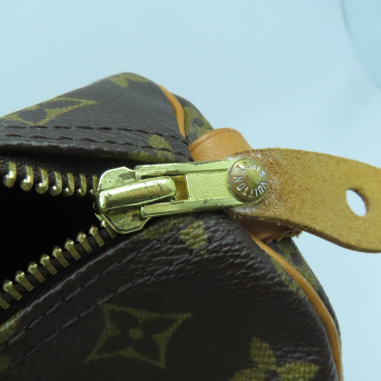 LOUIS VUITTON Monogram Speedy 30 Gold Buckle Bag Brown