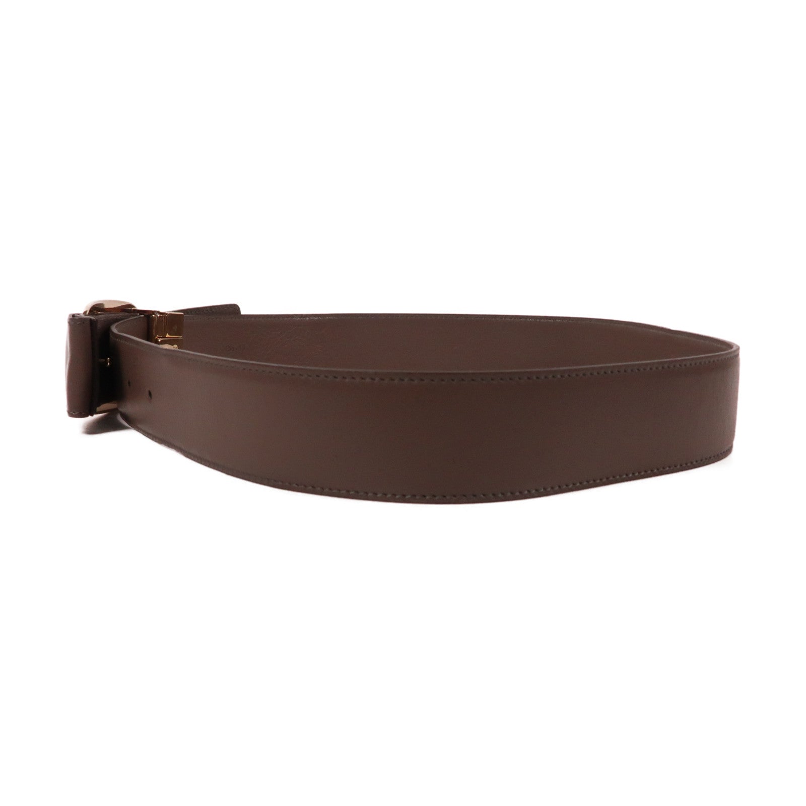 Salvatore Ferragamo 牛皮皮革Belt金扣皮帶啡色