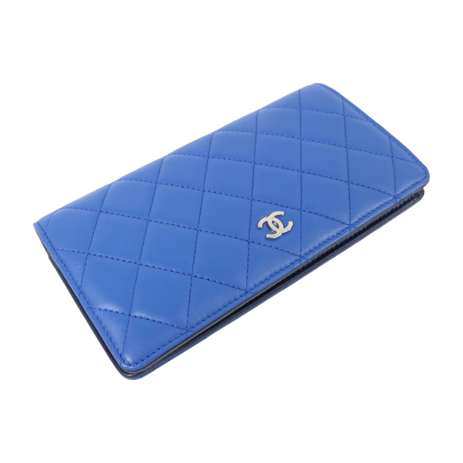 CHANEL 羊皮皮革Long Wallet銀扣長錢包
