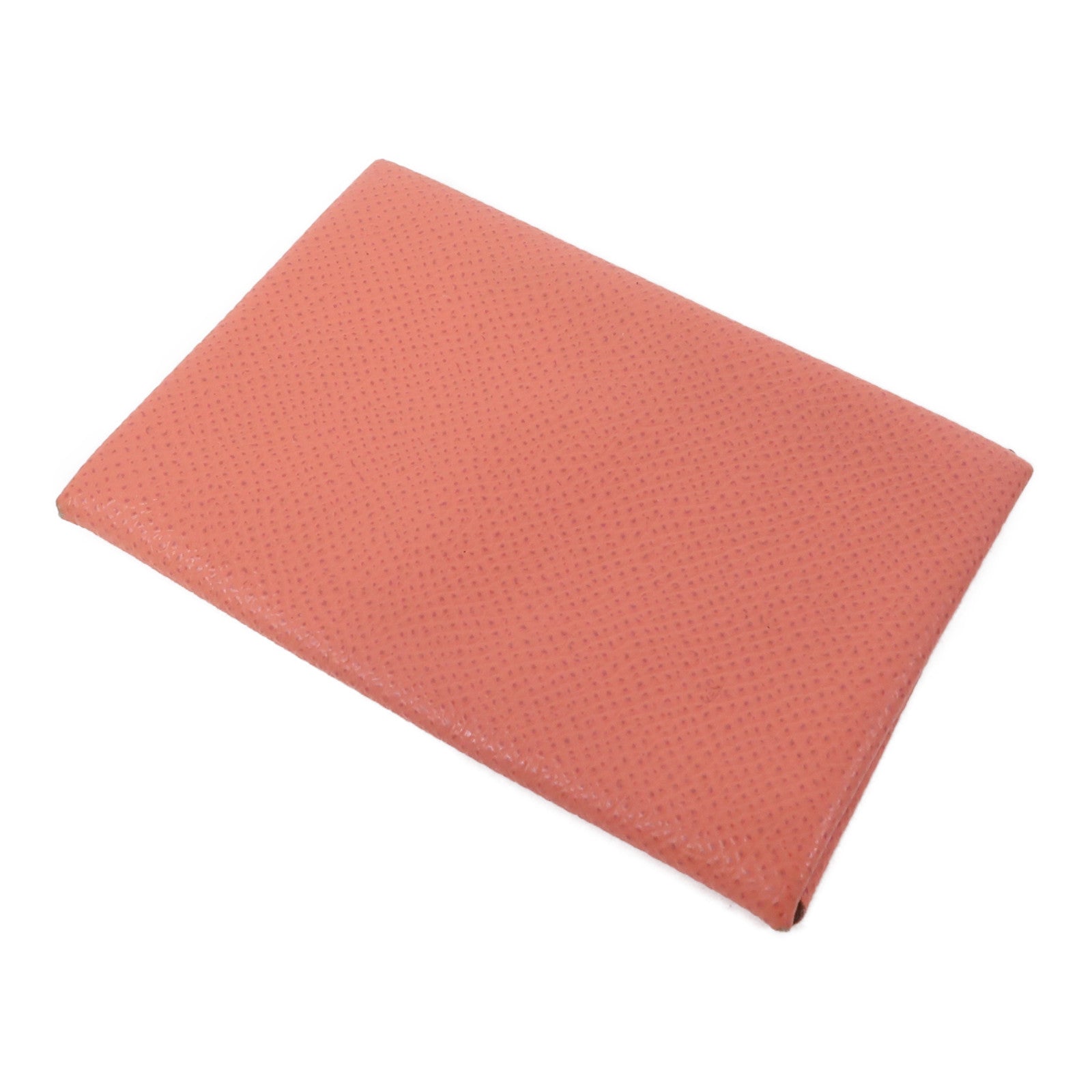 HERMES Epsom皮革Calvi Card Holder銀扣卡片套粉紅色