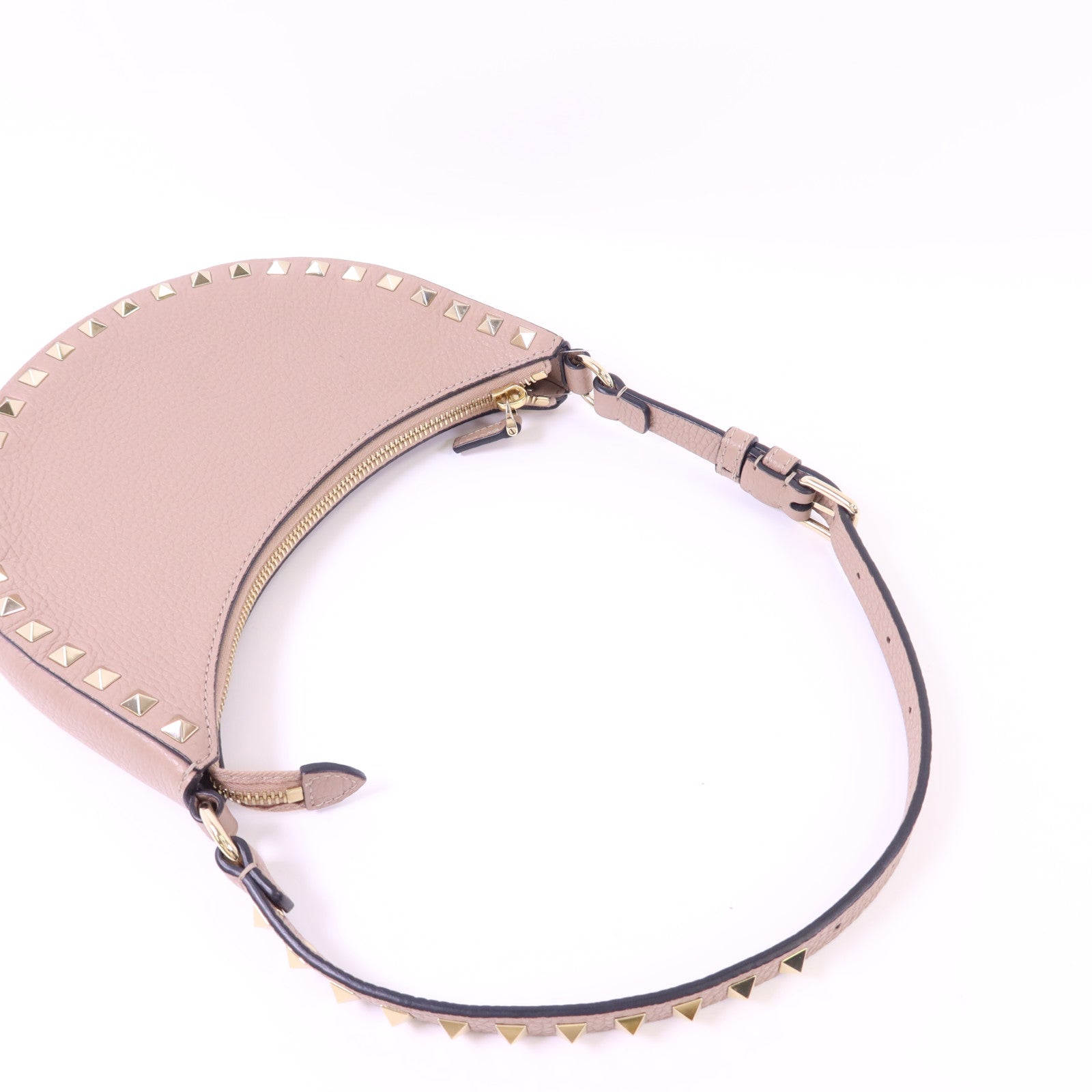 Valentino 牛皮皮革Mini Rockstud Hobo Bag金扣肩背袋