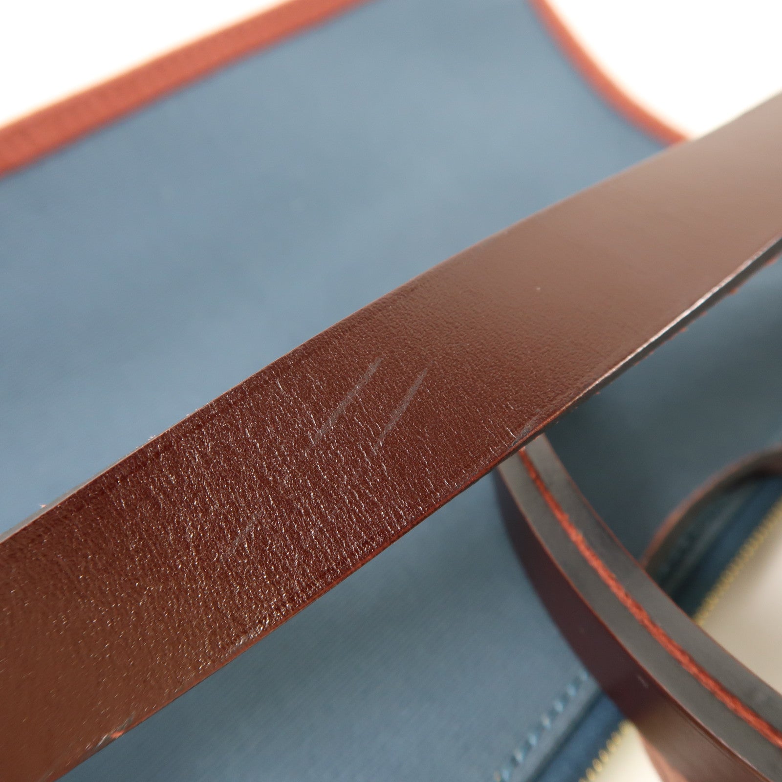 HERMES 帆布Herbag PM金扣手挽肩背兩用袋Trench/Bleu Tempete/Rouge Sellier