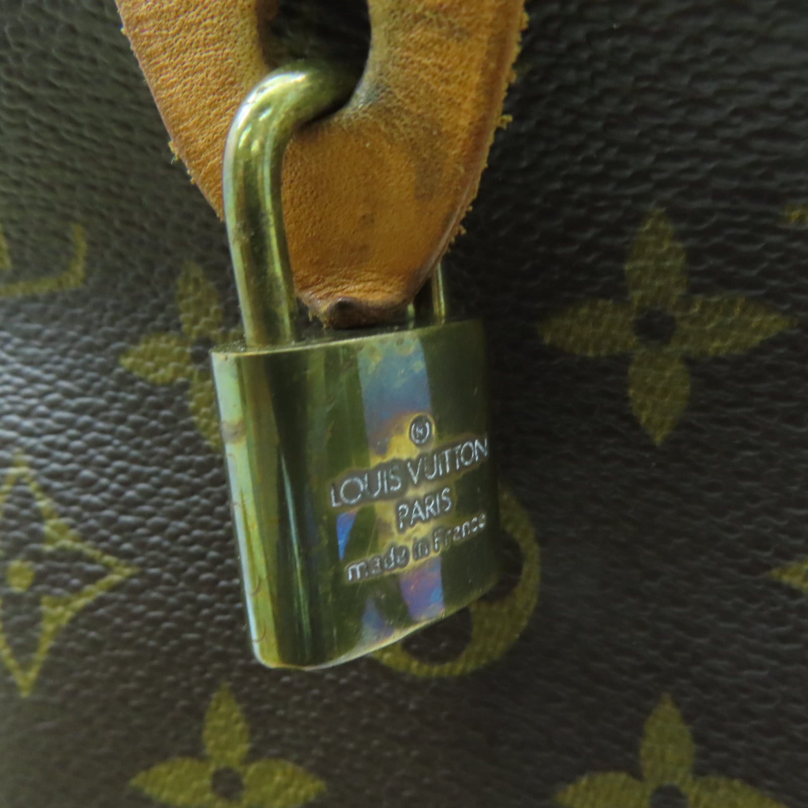 LOUIS VUITTON Monogram Speedy 30 Gold Buckle Bag Brown