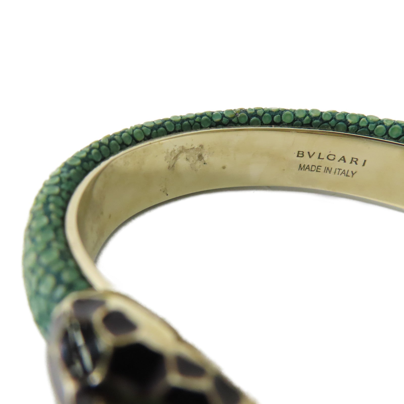 BVLGARI 皮革/琺瑯Serpenti Forever金扣手鐲