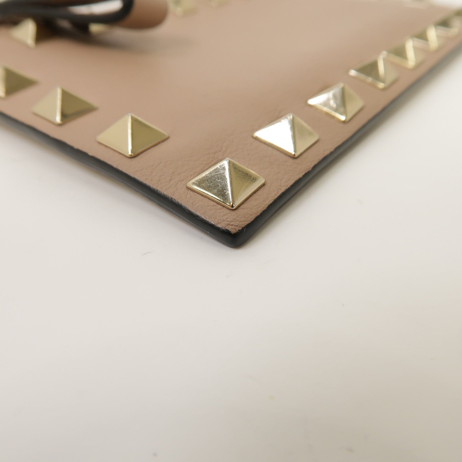 Valentino 牛皮皮革Card Case銀扣卡片套粉紅色