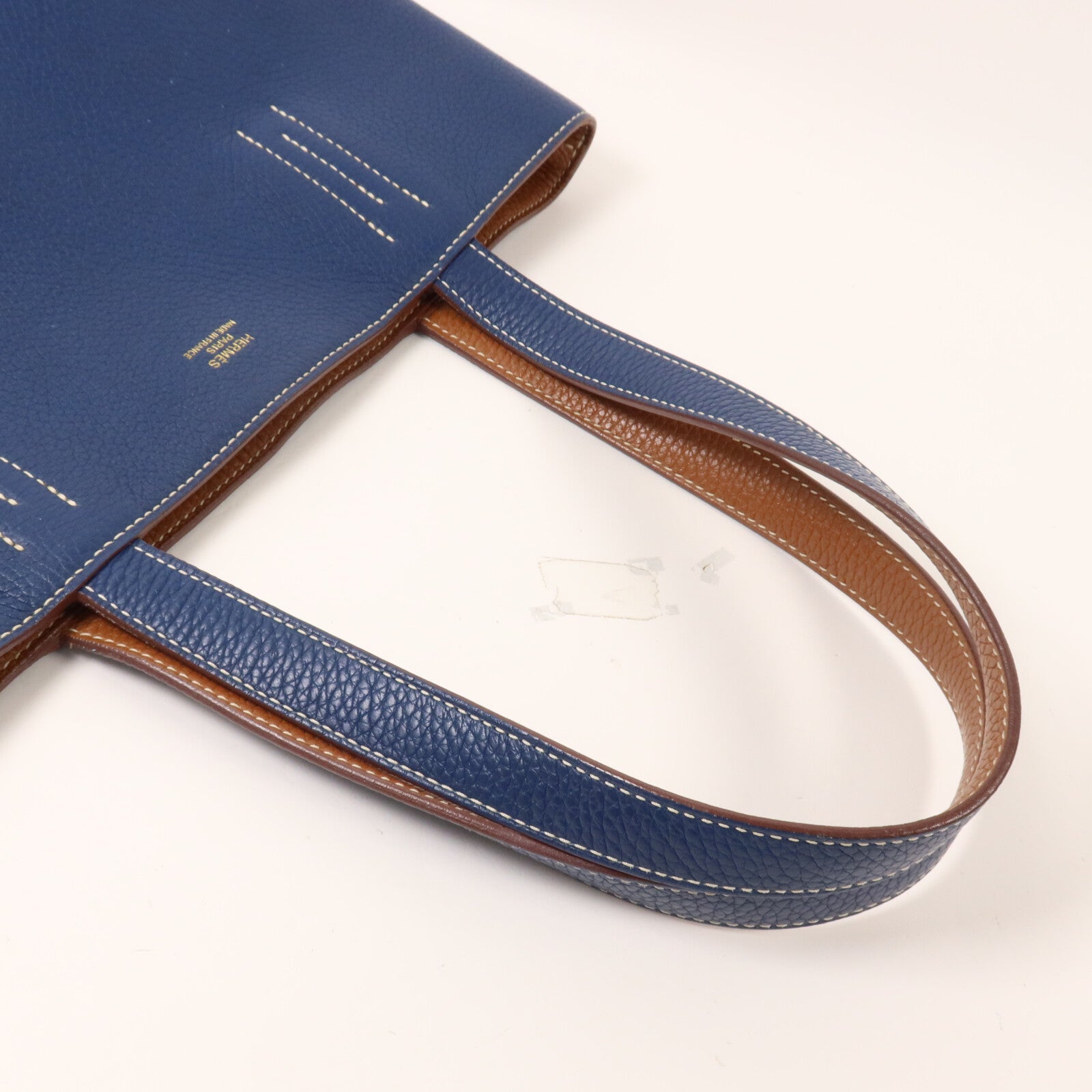 HERMES Clemence皮革Double Sens 28手挽袋Deep Bleu/Gold