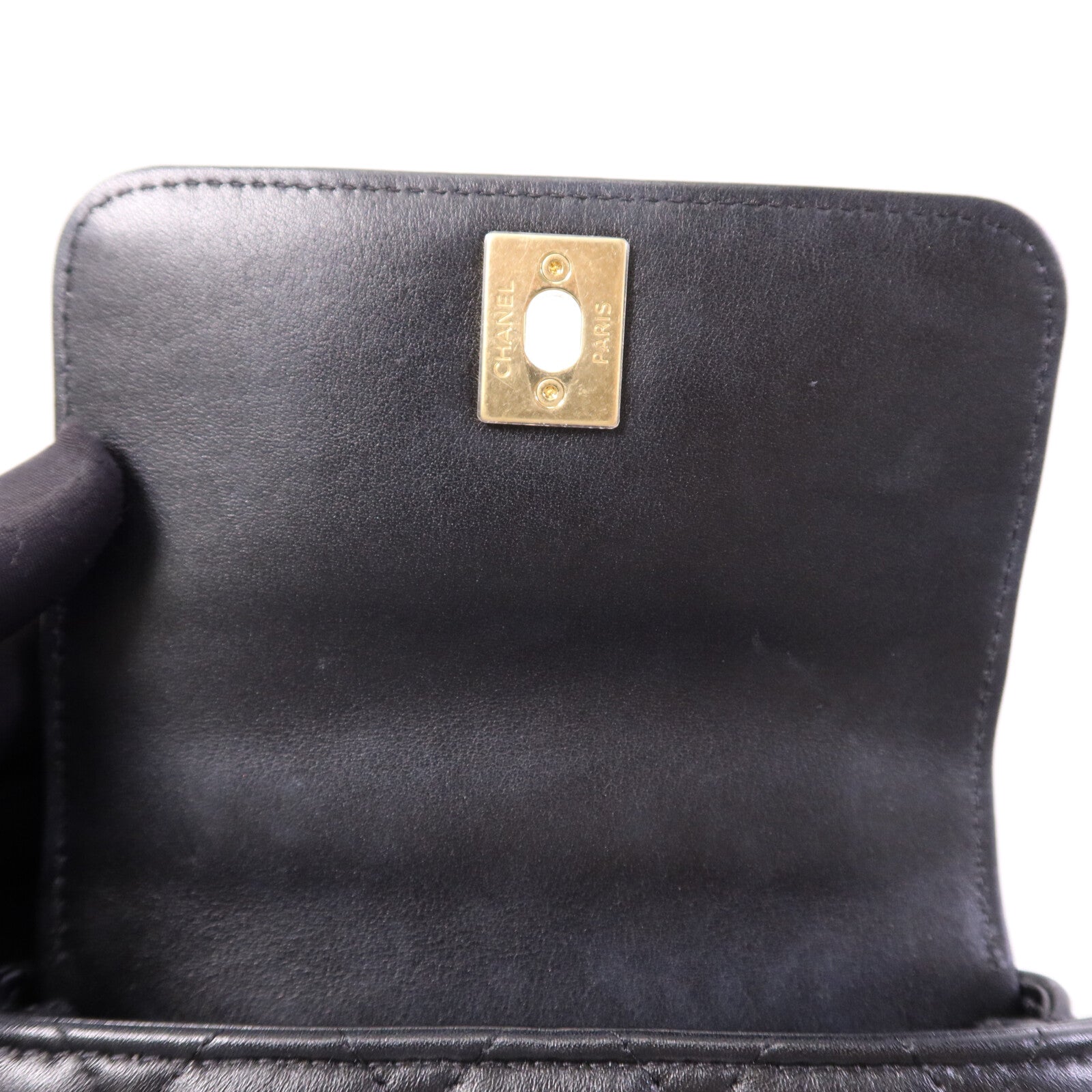 CHANEL 牛皮皮革Coco Handle Nano金扣鏈帶手挽肩背兩用袋