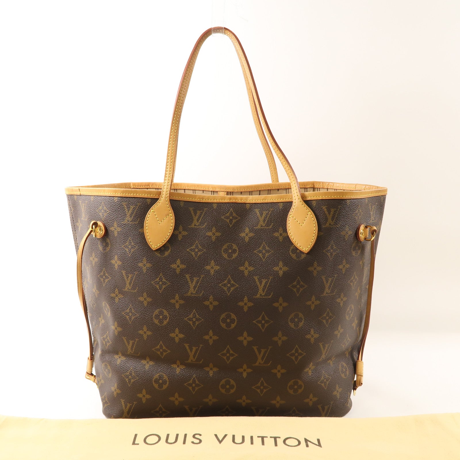 LOUIS VUITTON Monogram Neverfull MM金扣肩背袋棕色