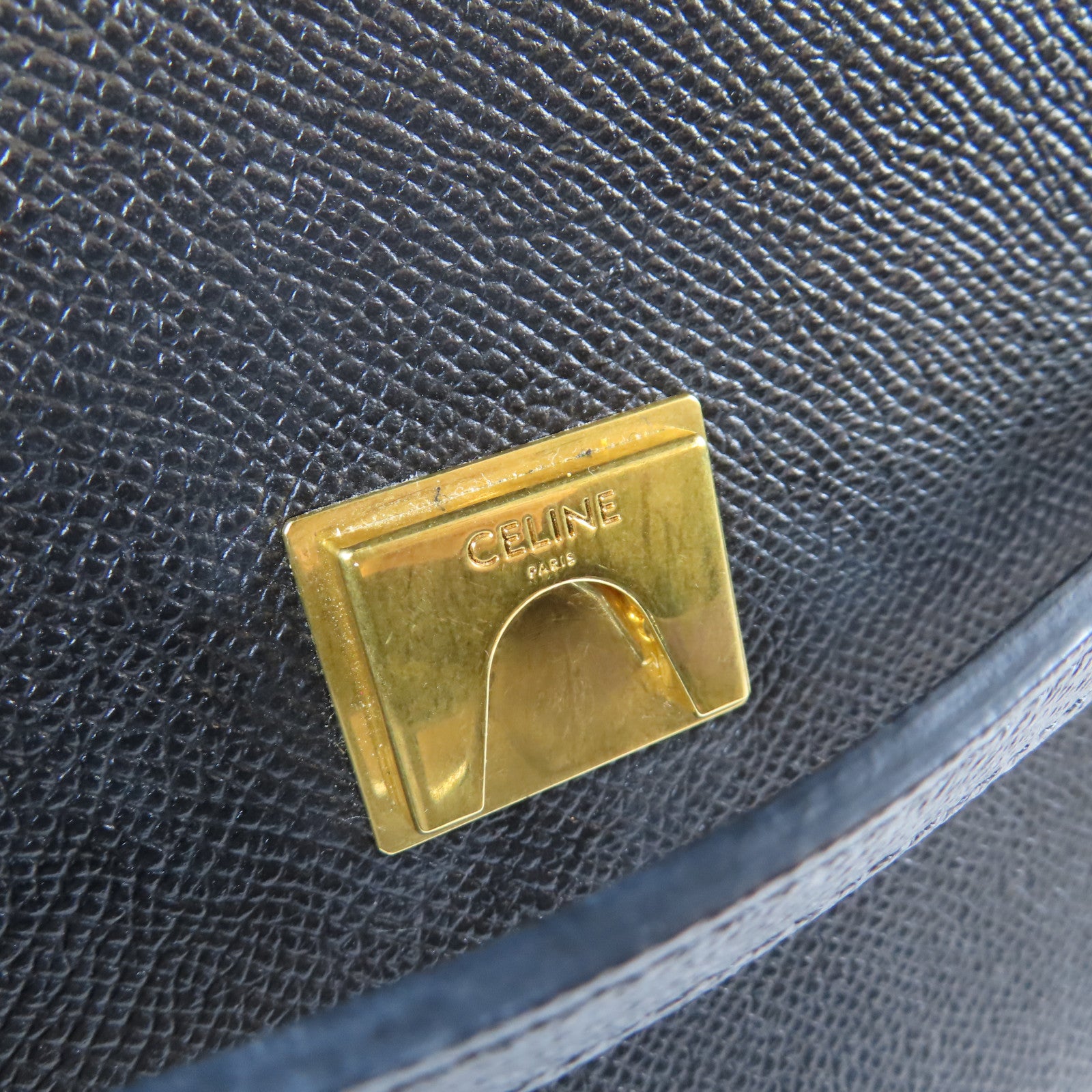 CELINE 牛皮皮革Belt Bag金扣手挽肩背兩用袋黑色