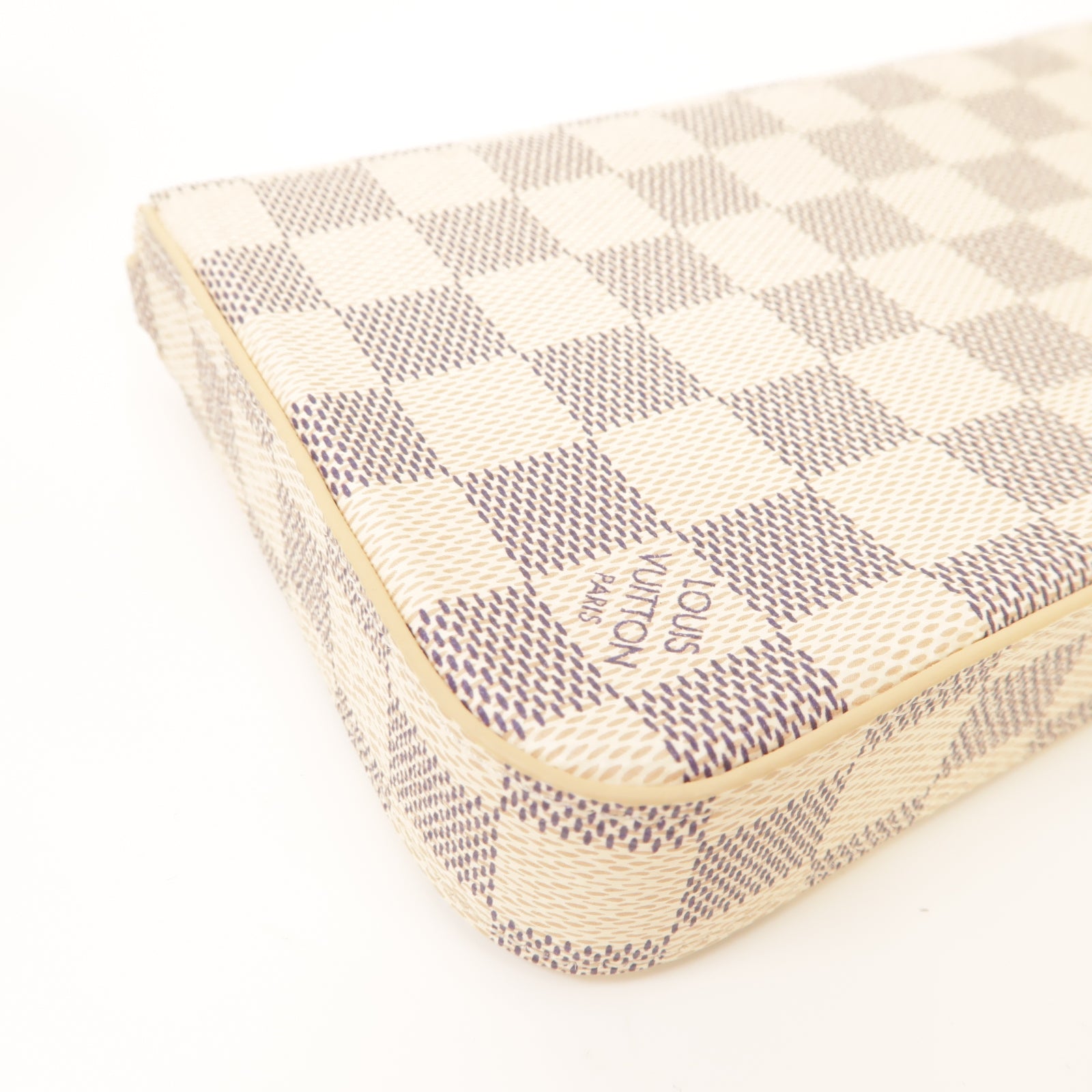 LOUIS VUITTON Damier Azur Pochette Felicice金扣鏈帶肩背袋白色