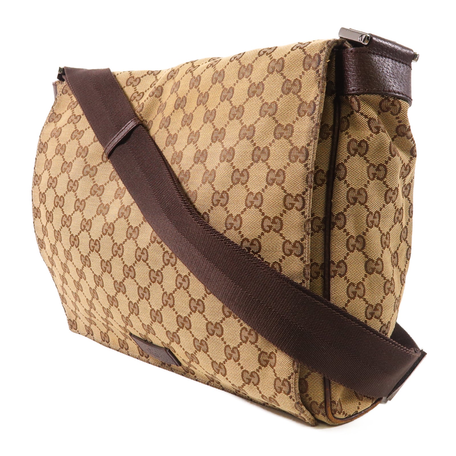 GUCCI 帆布Shoulder Bag銀扣肩背袋