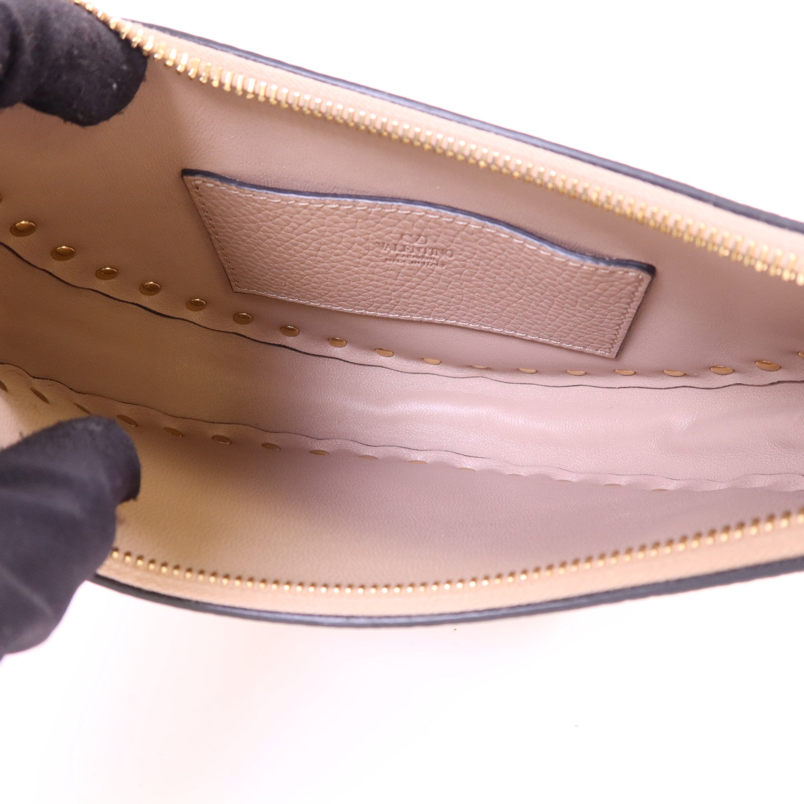 Valentino 牛皮皮革Mini Rockstud Hobo Bag金扣肩背袋