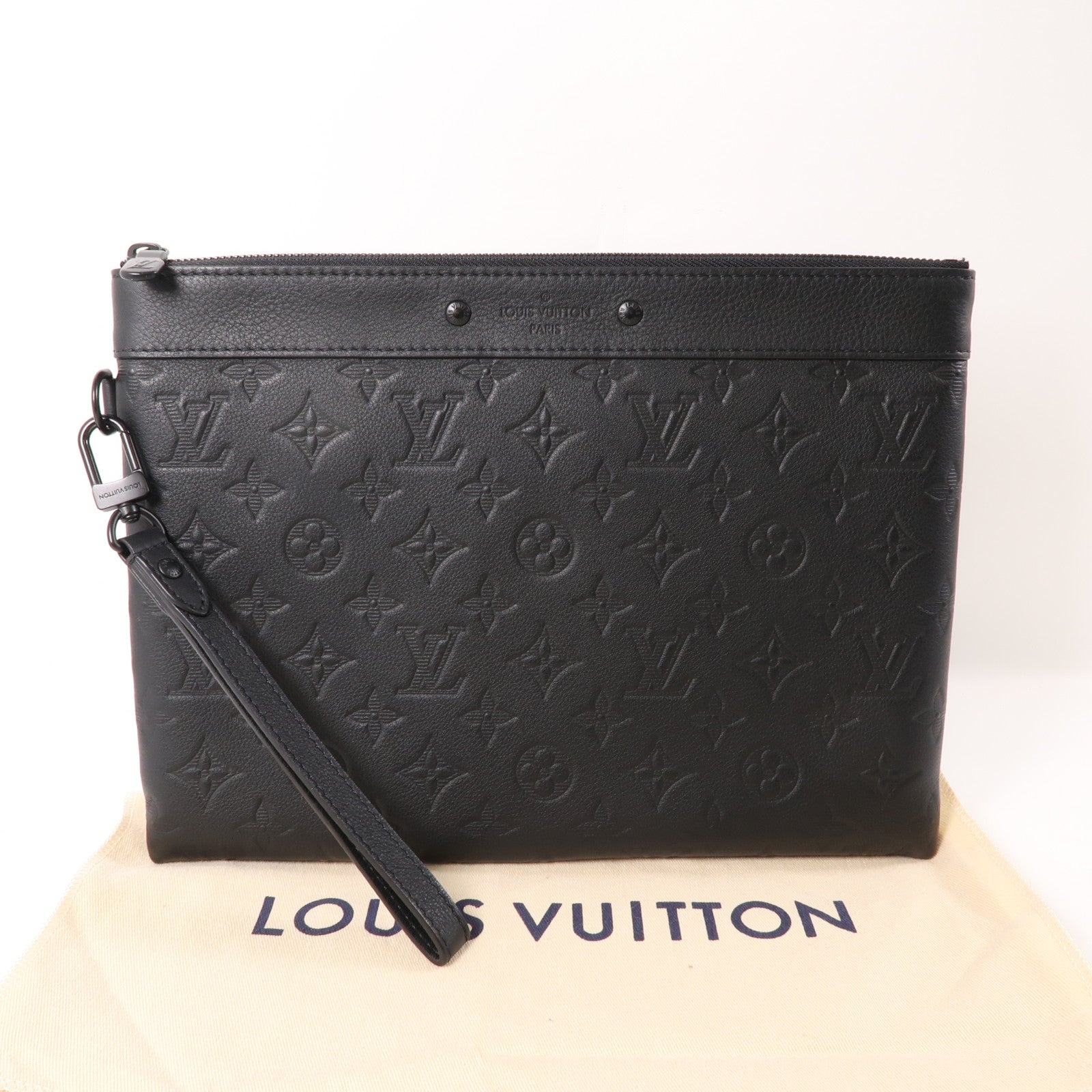 LOUIS VUITTON Monogram Shadow Pochette Voyage Souple手拿包黑色