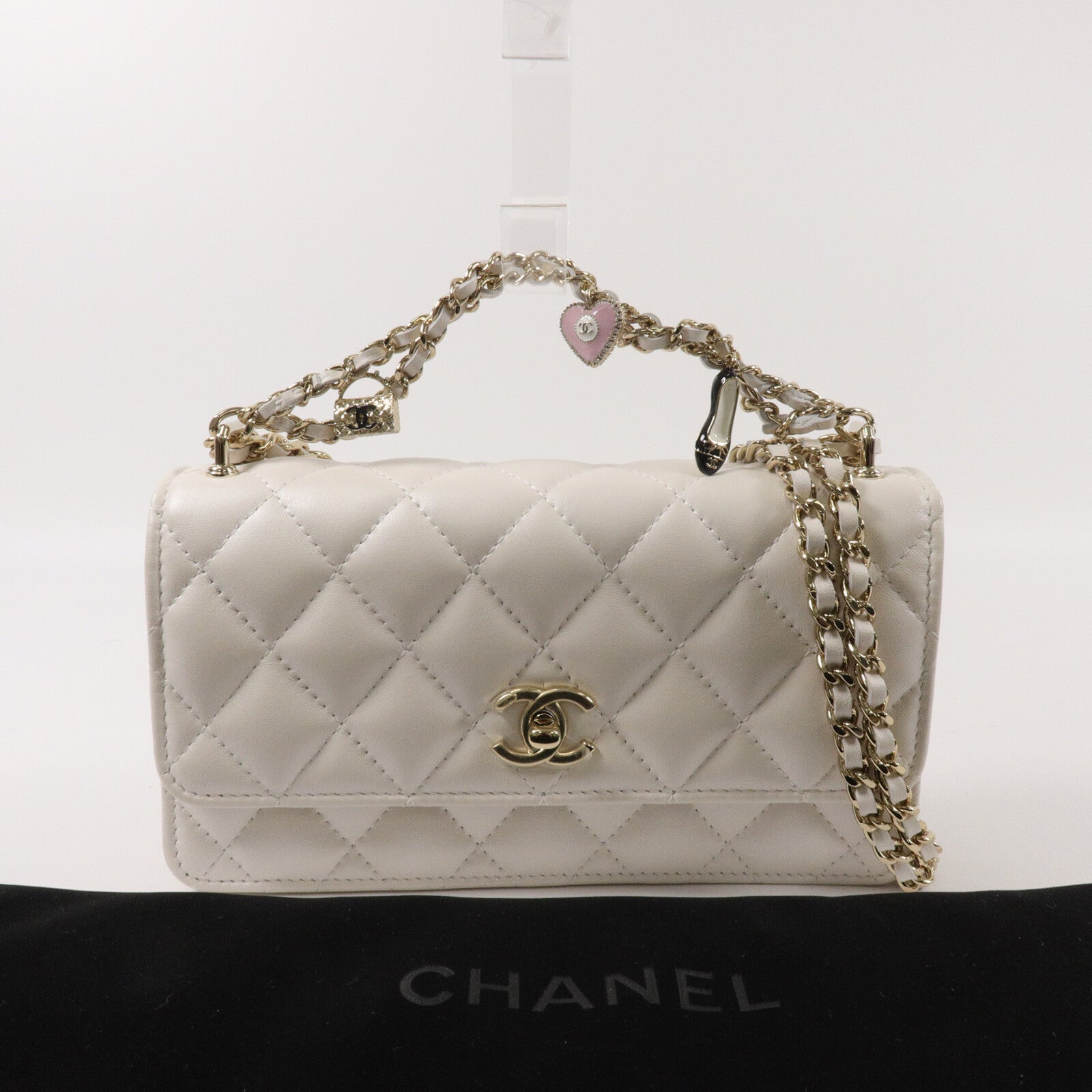 CHANEL 羊皮皮革Chain Shoulder鏈帶手挽肩背兩用袋