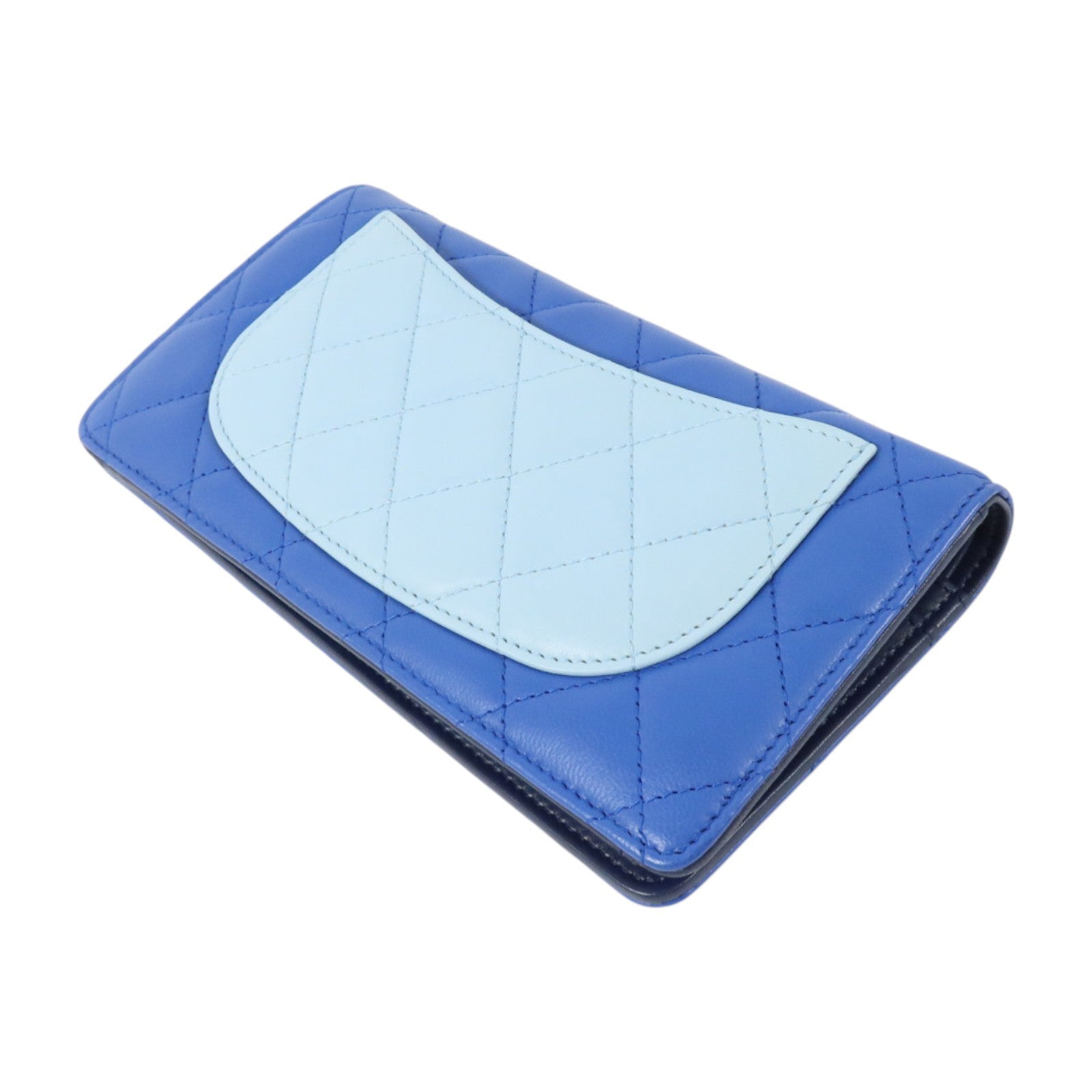 CHANEL 羊皮皮革Long Wallet銀扣長錢包