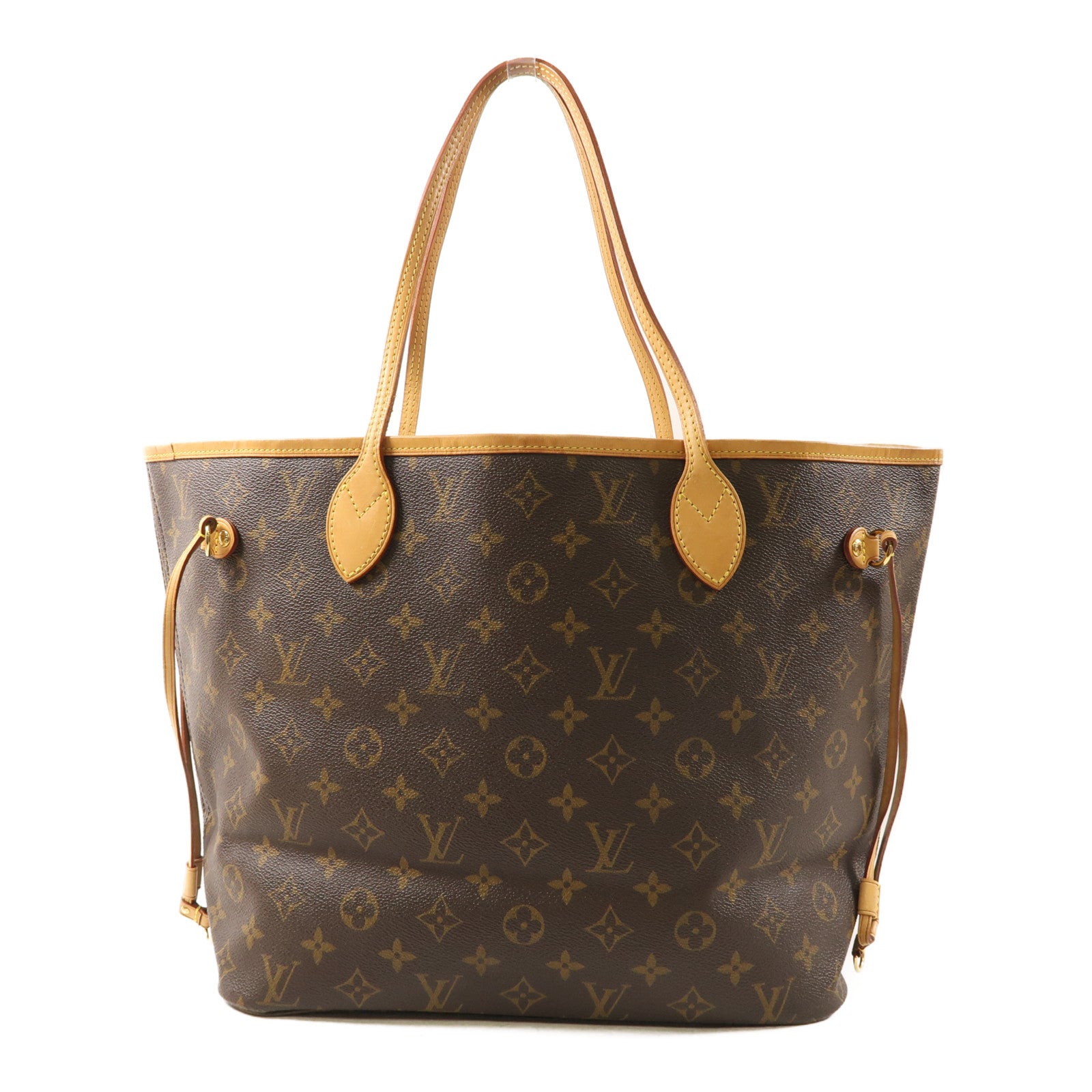 LOUIS VUITTON Monogram Neverfull MM金扣肩背袋棕色