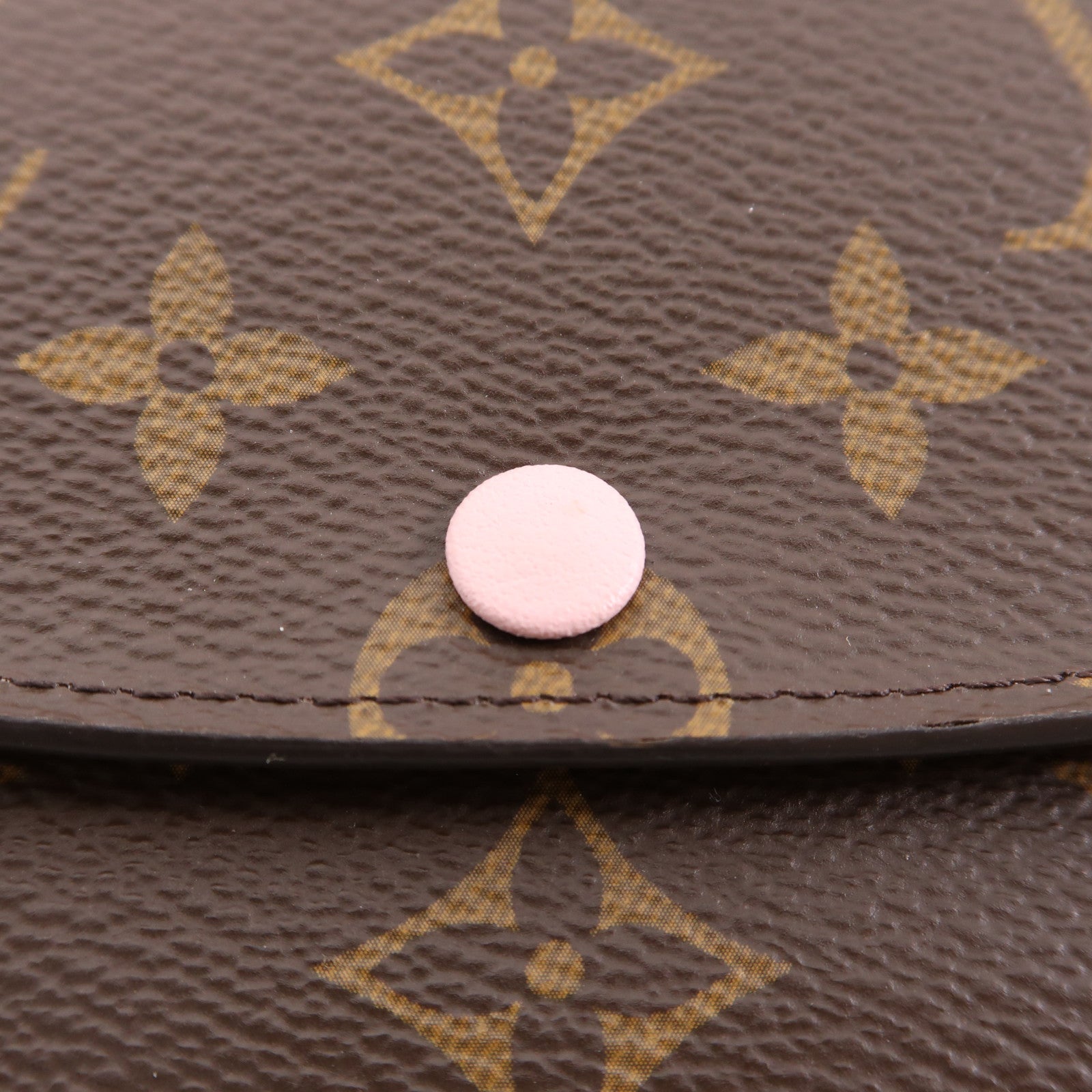LOUIS VUITTON Monogram Emilie金扣長錢包棕色/粉紅色