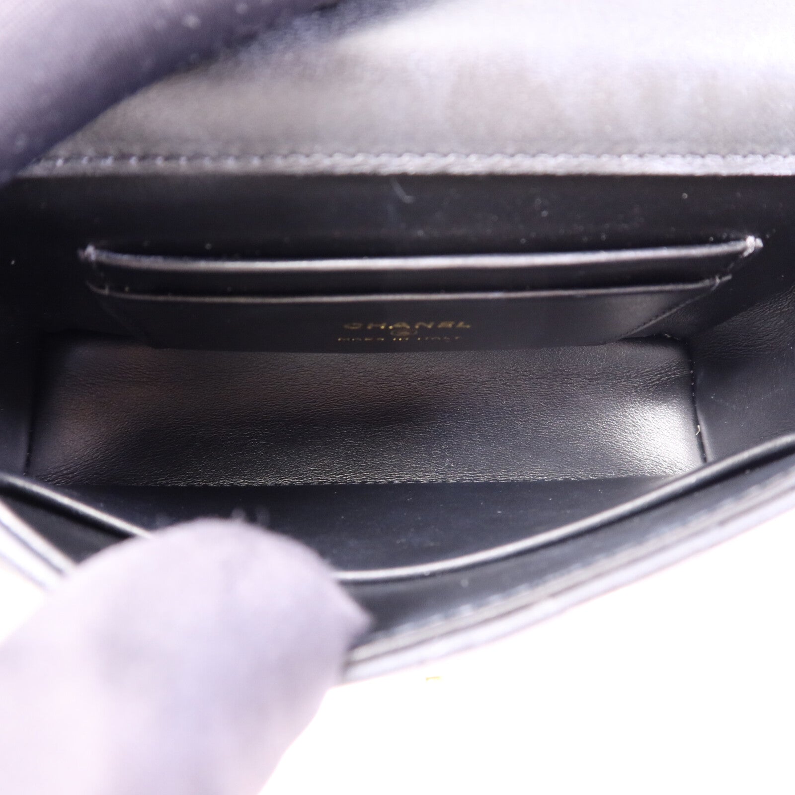 CHANEL 牛皮皮革Coco Handle Nano金扣鏈帶手挽肩背兩用袋