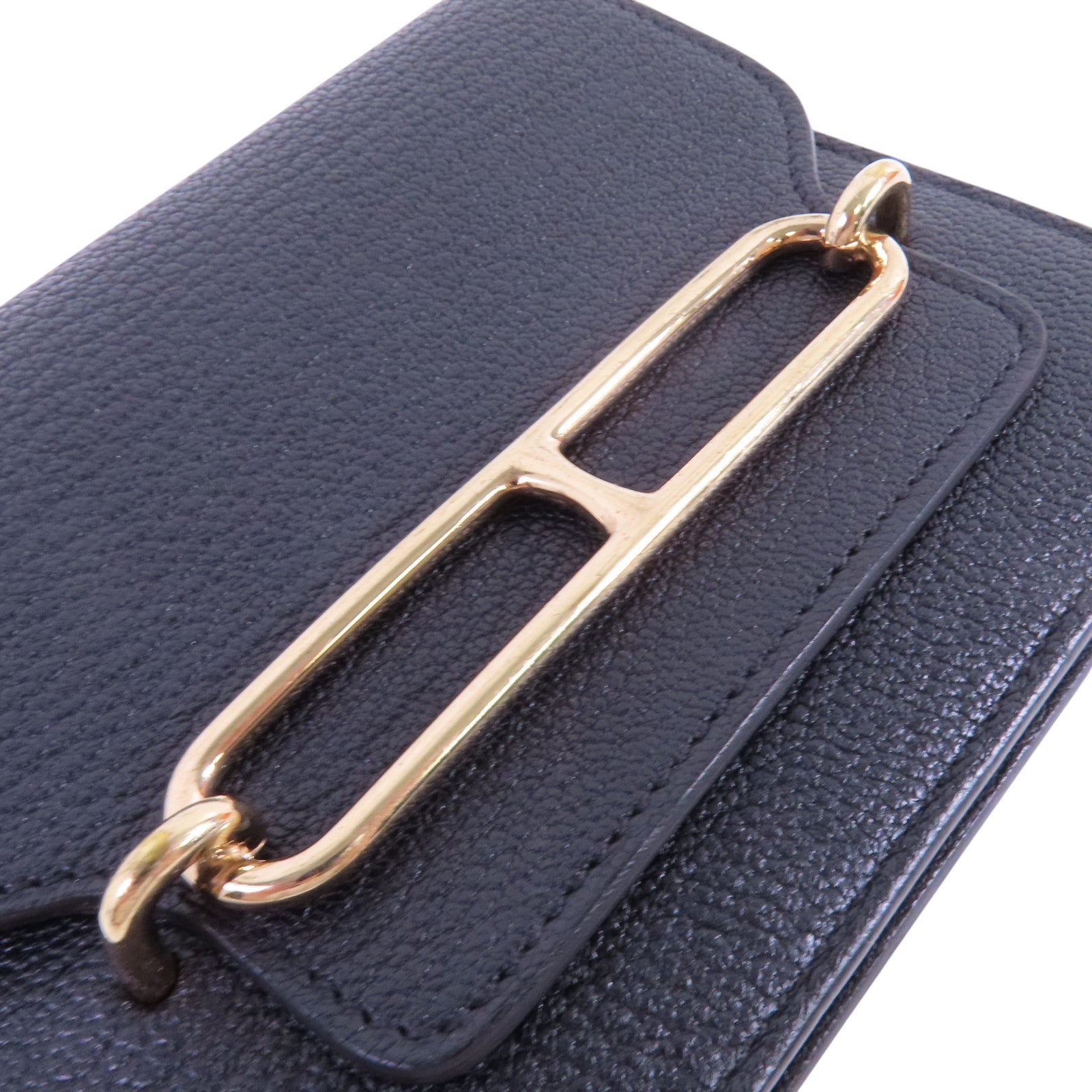 HERMES Chevre皮革Roulis Slim金扣短錢包