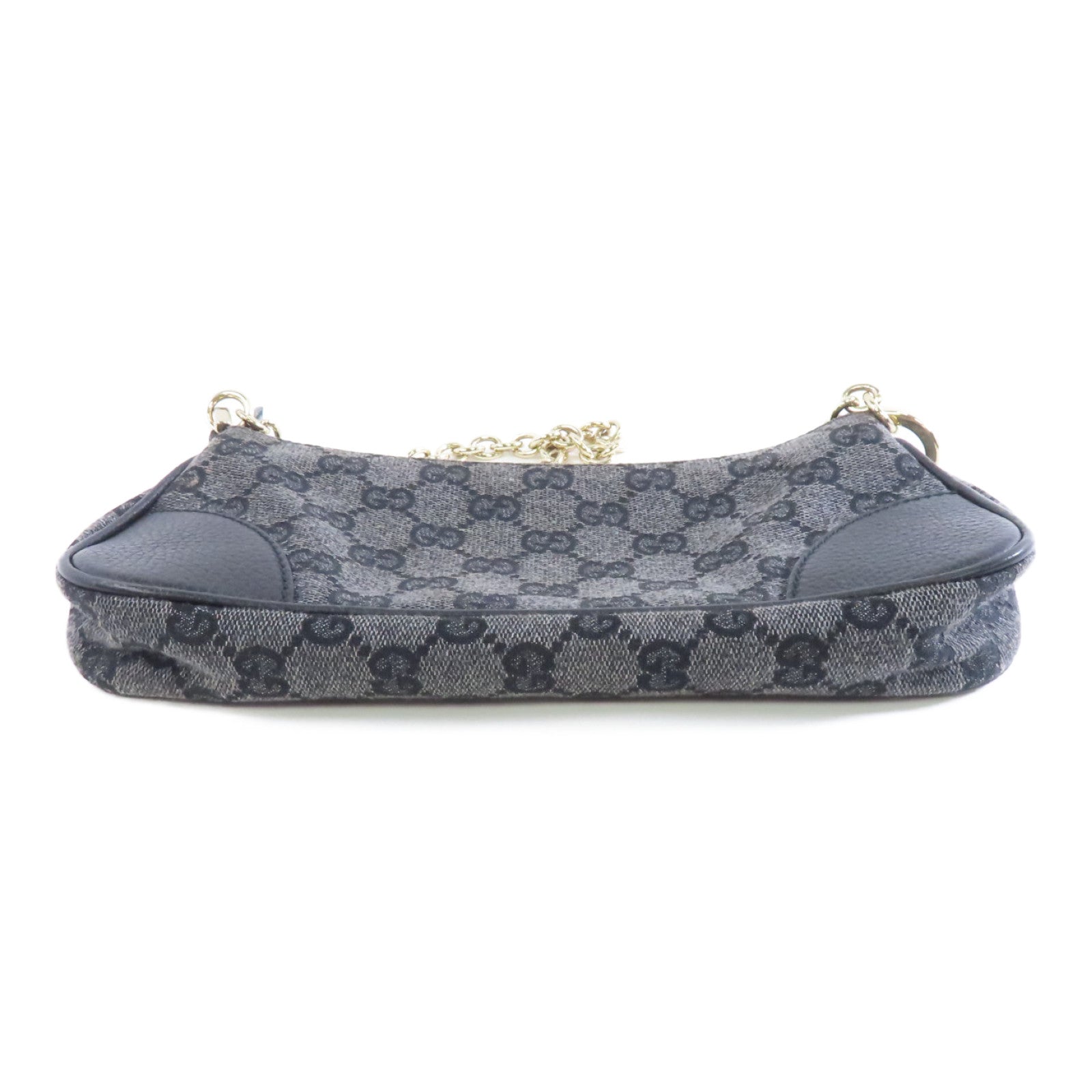 GUCCI 帆布Chain Shoulder Bag金扣鏈帶肩背袋深藍色