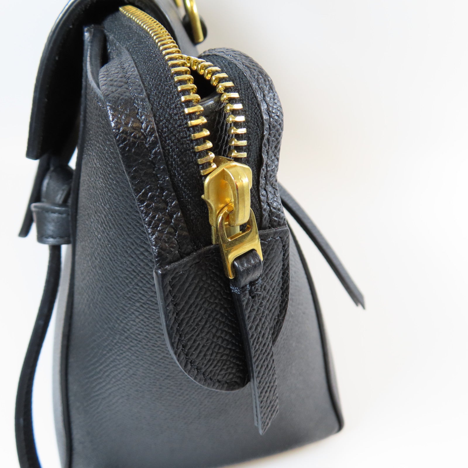 CELINE 牛皮皮革Belt Bag金扣手挽肩背兩用袋黑色