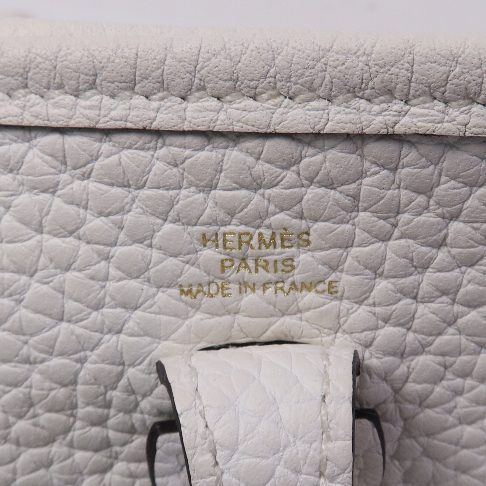HERMES Clemence皮革Evelyne TPM金扣肩背袋New White
