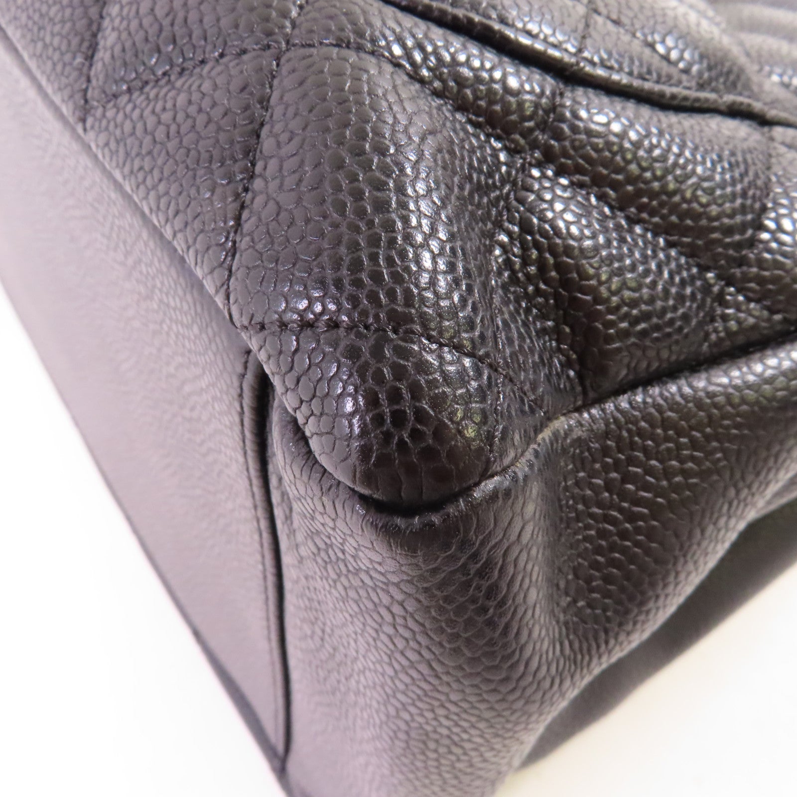 CHANEL 菱格Caviar皮革Grand Shopping Tote金扣鏈帶肩背袋黑色