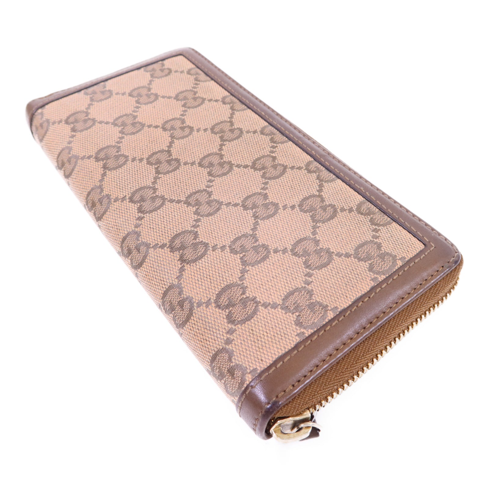 GUCCI 帆布GG Canvas Long Round Zipper Wallet金扣長錢包