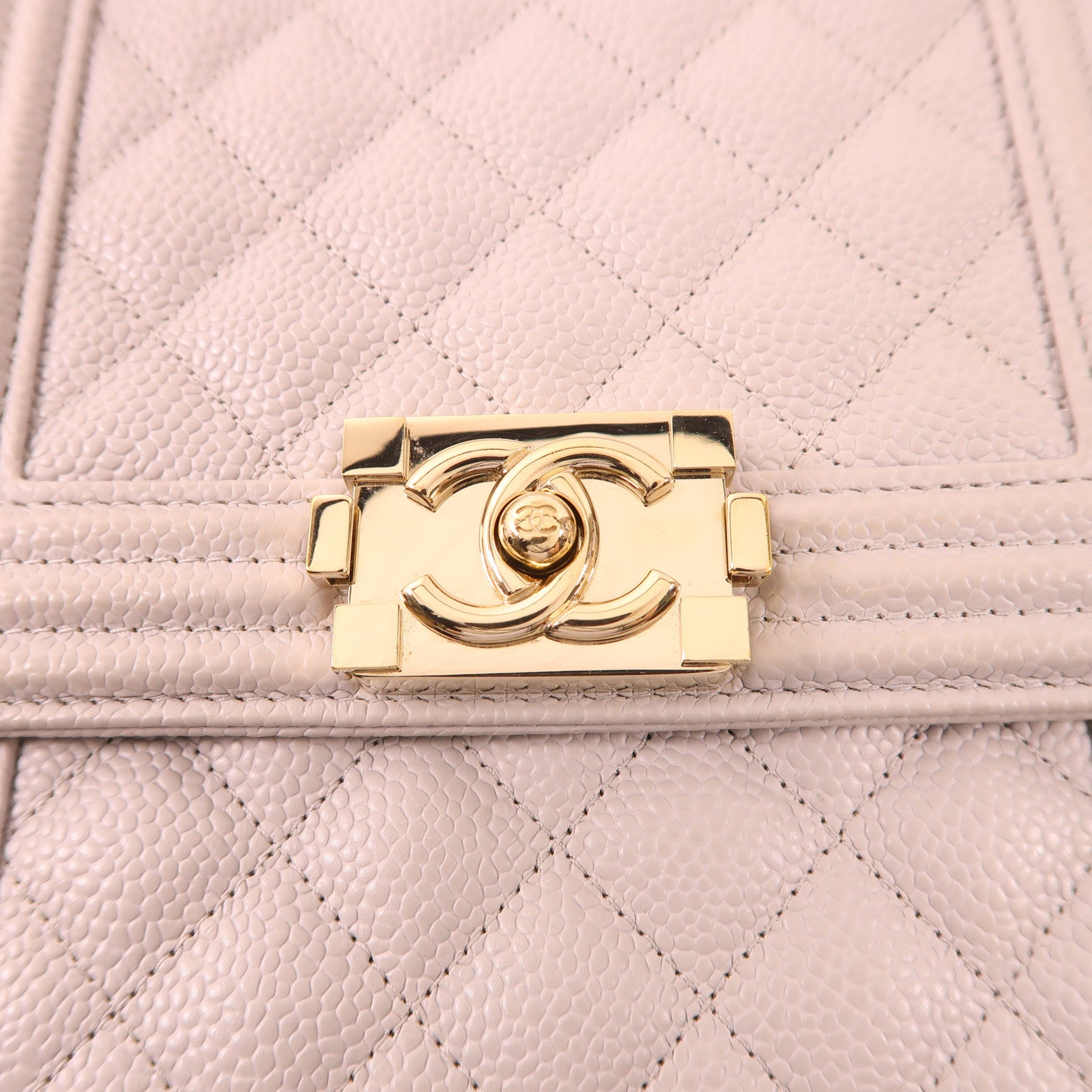 CHANEL CC GHW Boy Chain Shoulder Bag Calfskin Leather Grey