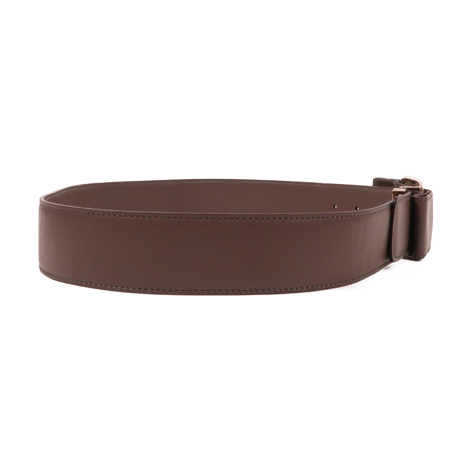 Salvatore Ferragamo 牛皮皮革Belt金扣皮帶啡色