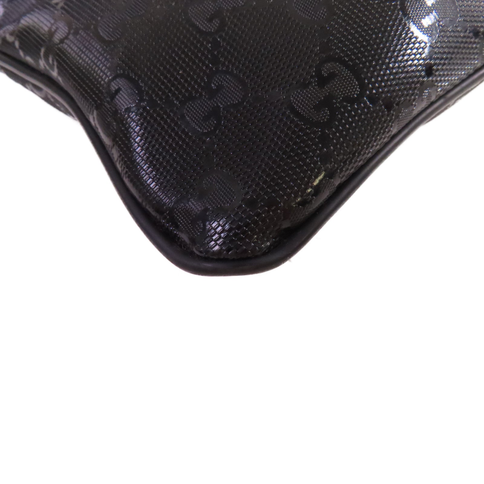 GUCCI 塗層帆布Diamante Shoulder Bag銀扣肩背袋黑色