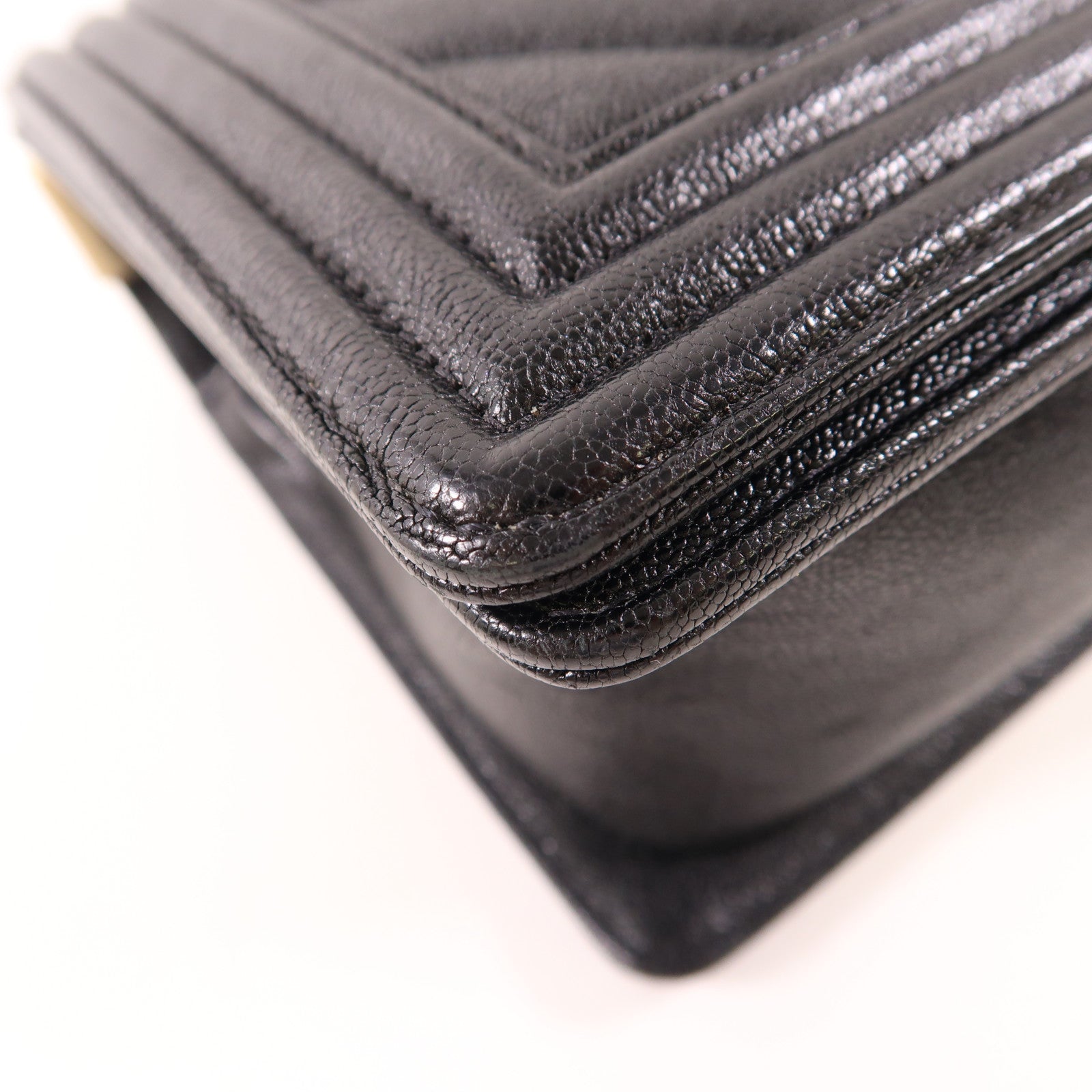 CHANEL CC GHW Boy 25 Shoulder Bag Calfskin Leather Black