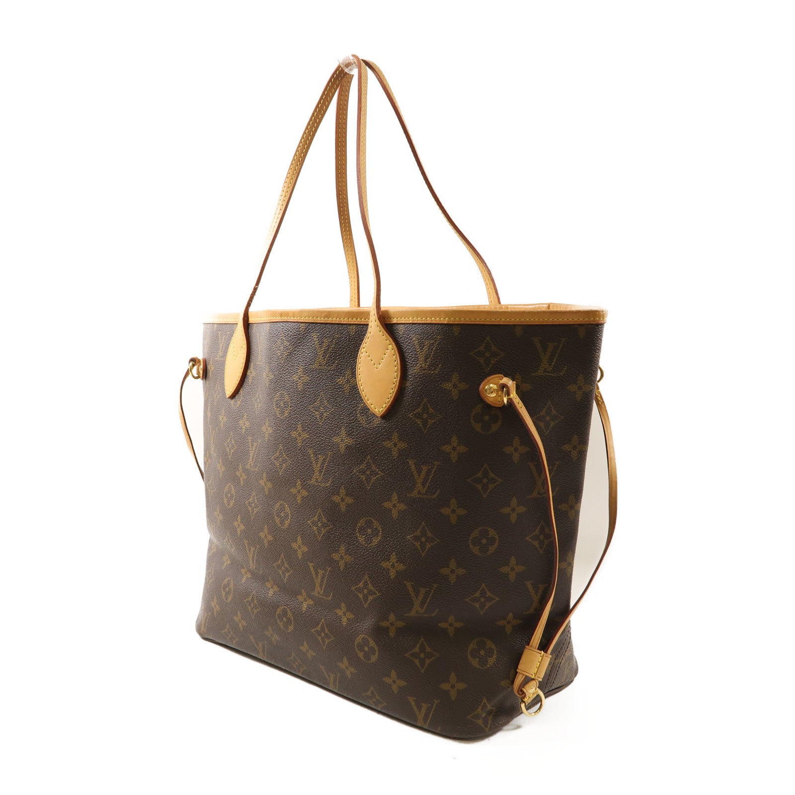 LOUIS VUITTON Monogram Neverfull MM金扣肩背袋棕色