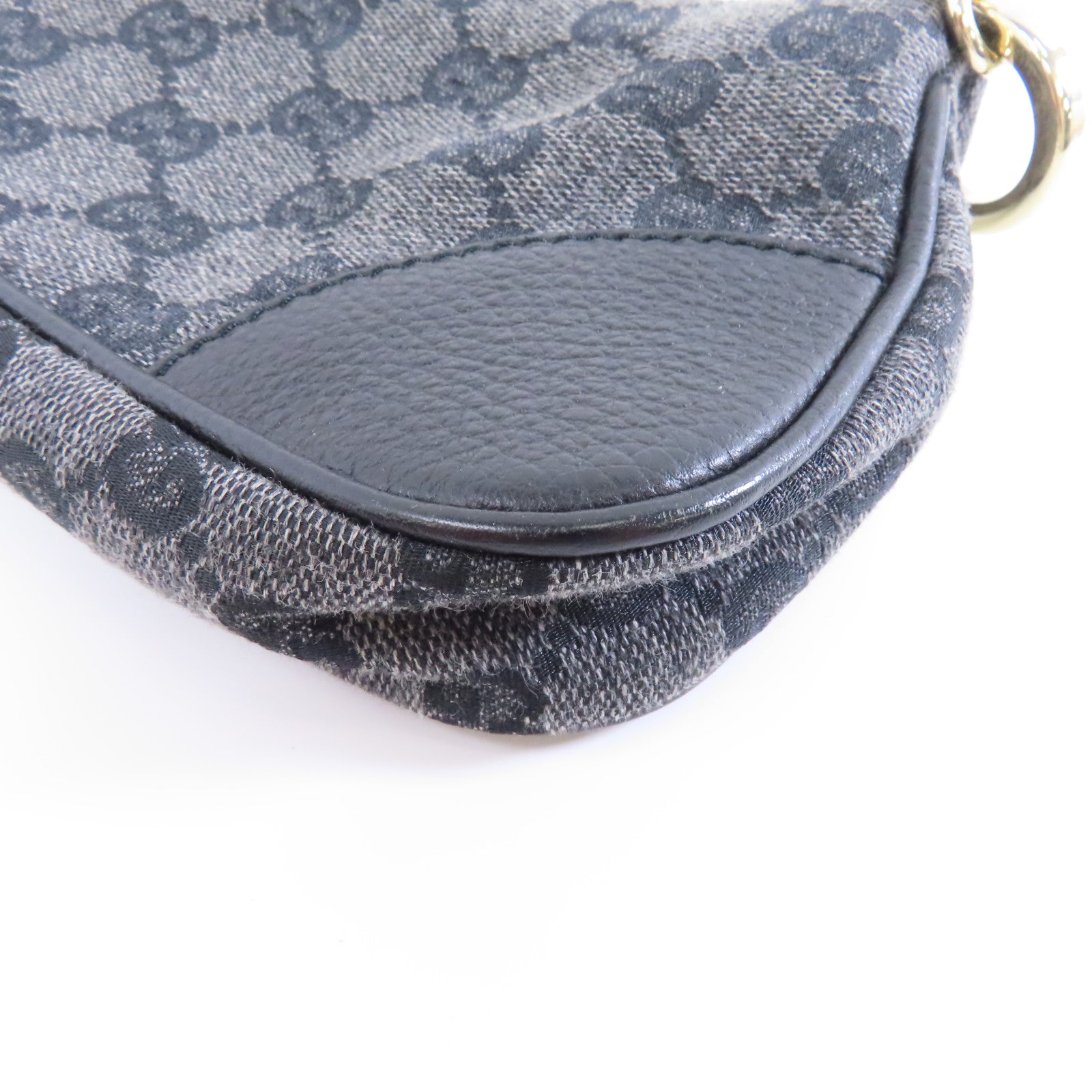 GUCCI 帆布Chain Shoulder Bag金扣鏈帶肩背袋深藍色
