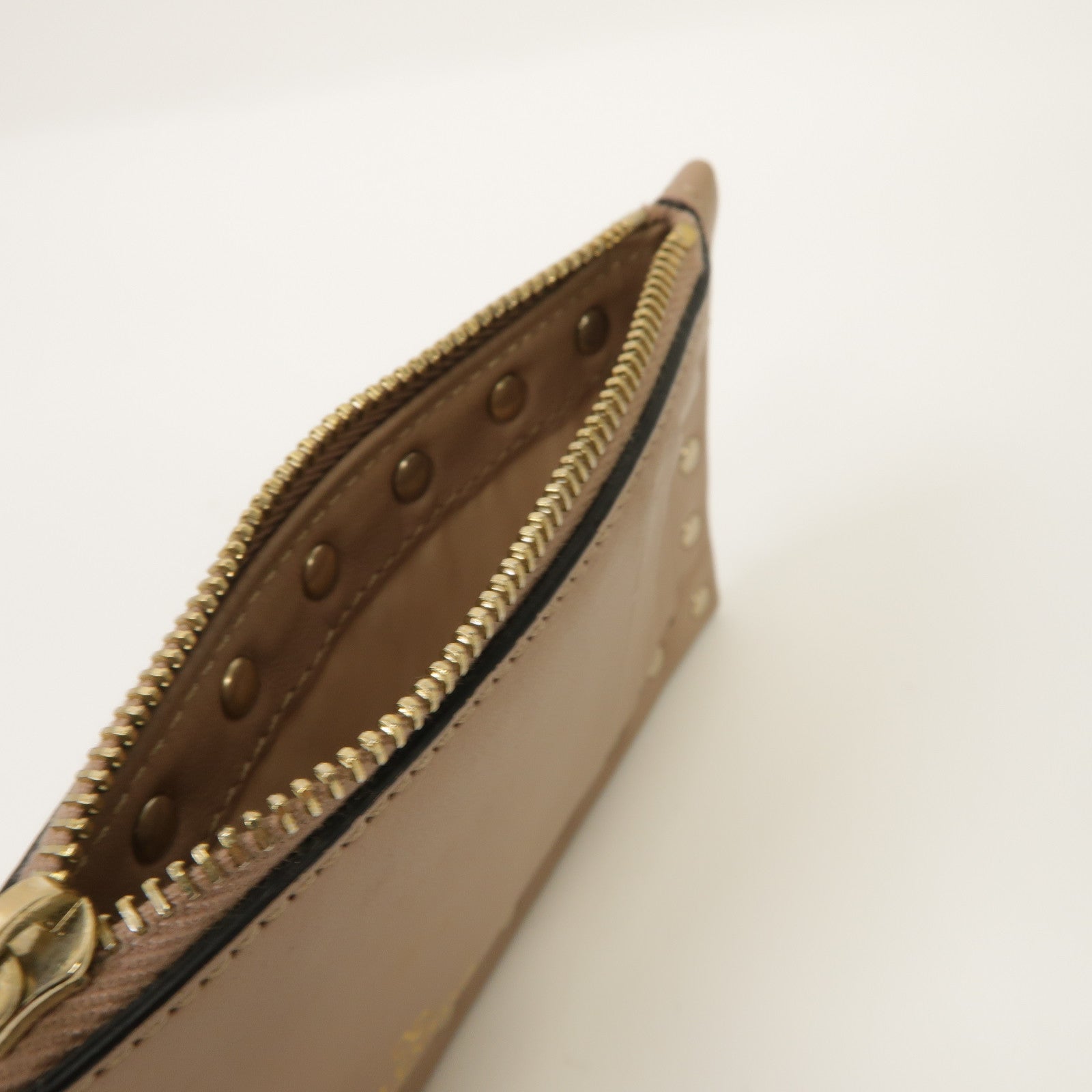Valentino 牛皮皮革Card Case銀扣卡片套粉紅色