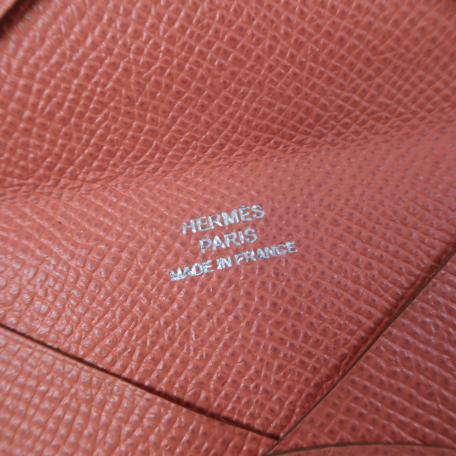 HERMES Epsom皮革Calvi Card Holder銀扣卡片套粉紅色