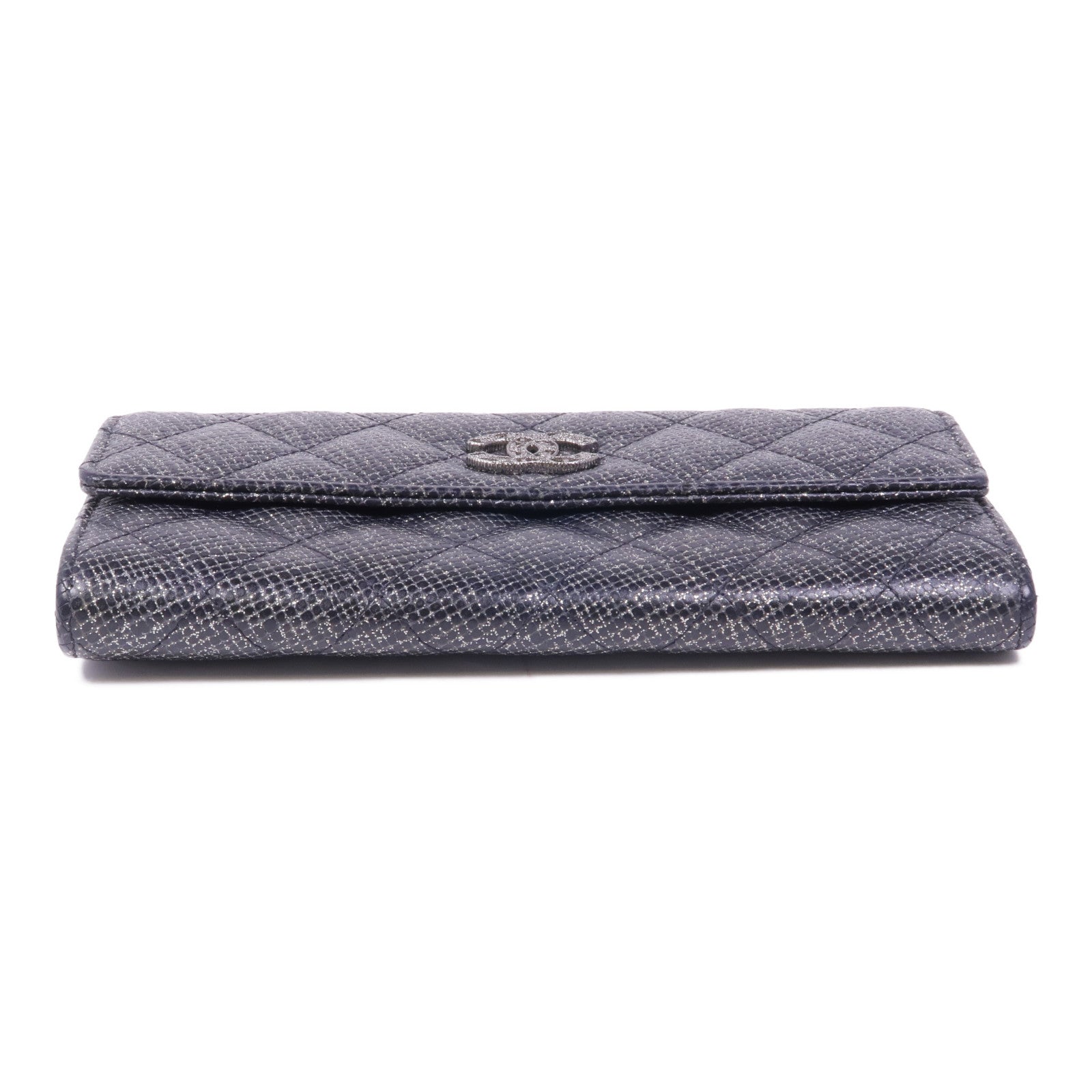 CHANEL 牛皮皮革Long Wallet銀扣長錢包
