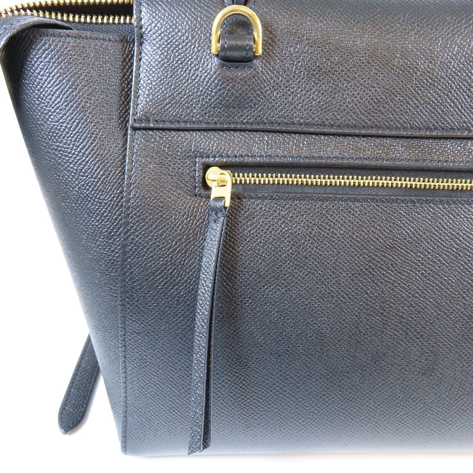 CELINE 牛皮皮革Belt Bag金扣手挽肩背兩用袋黑色