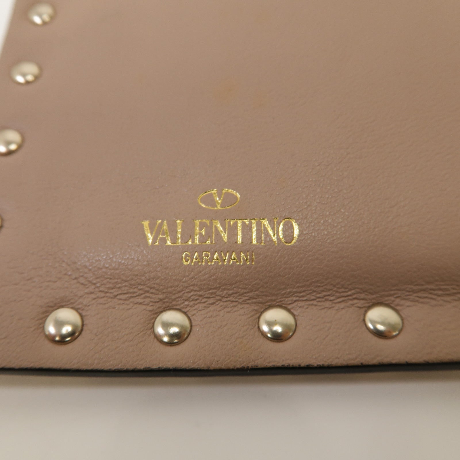 Valentino 牛皮皮革Card Case銀扣卡片套粉紅色