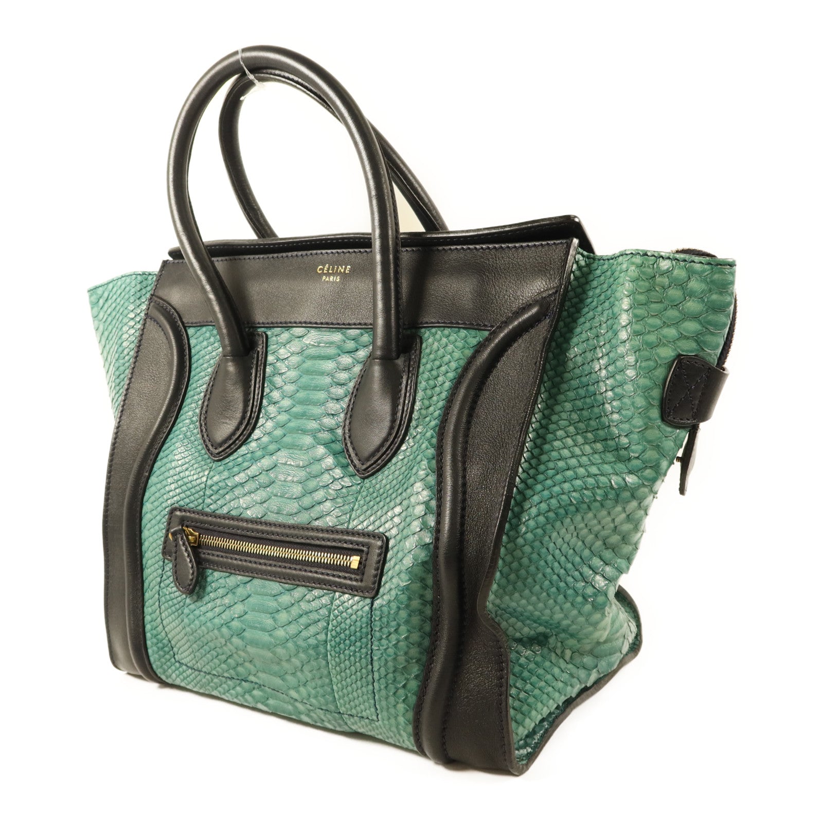 CELINE 蛇皮皮革Mini Luggage金扣手挽袋